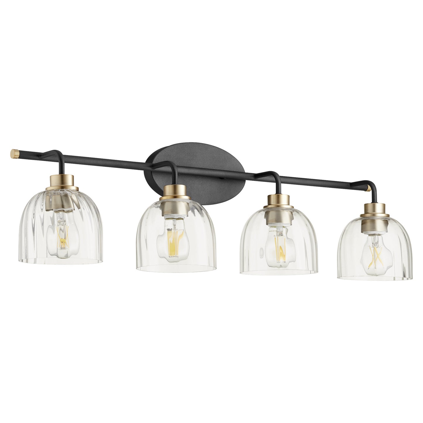 Quorum - 507-4-6980 - Four Light Vanity - Espy - Textured Black w/ Aged Brass