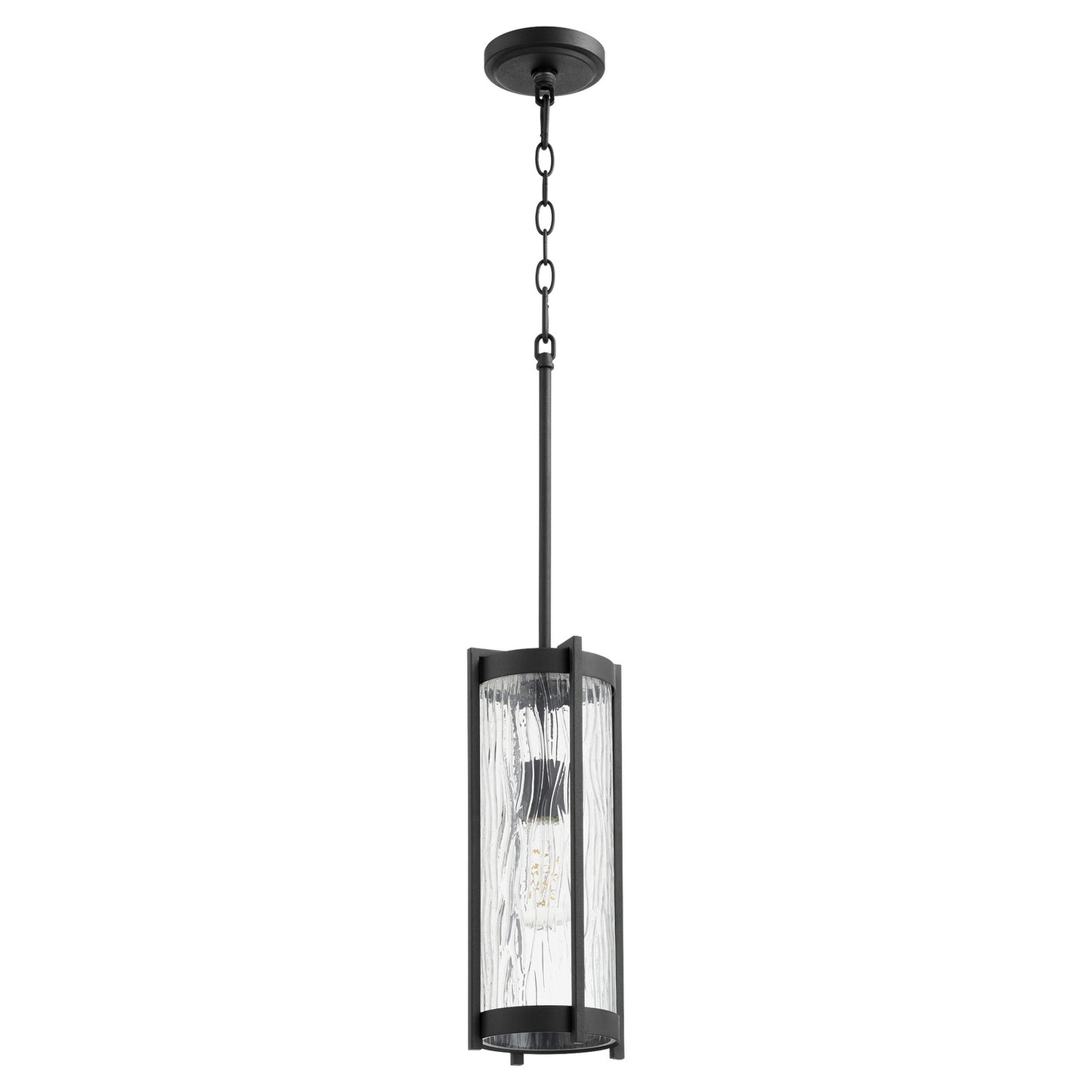 Quorum - 809-69 - One Light Pendant - Chisseled Pendants - Textured Black w/ Clear Chisseled Glass