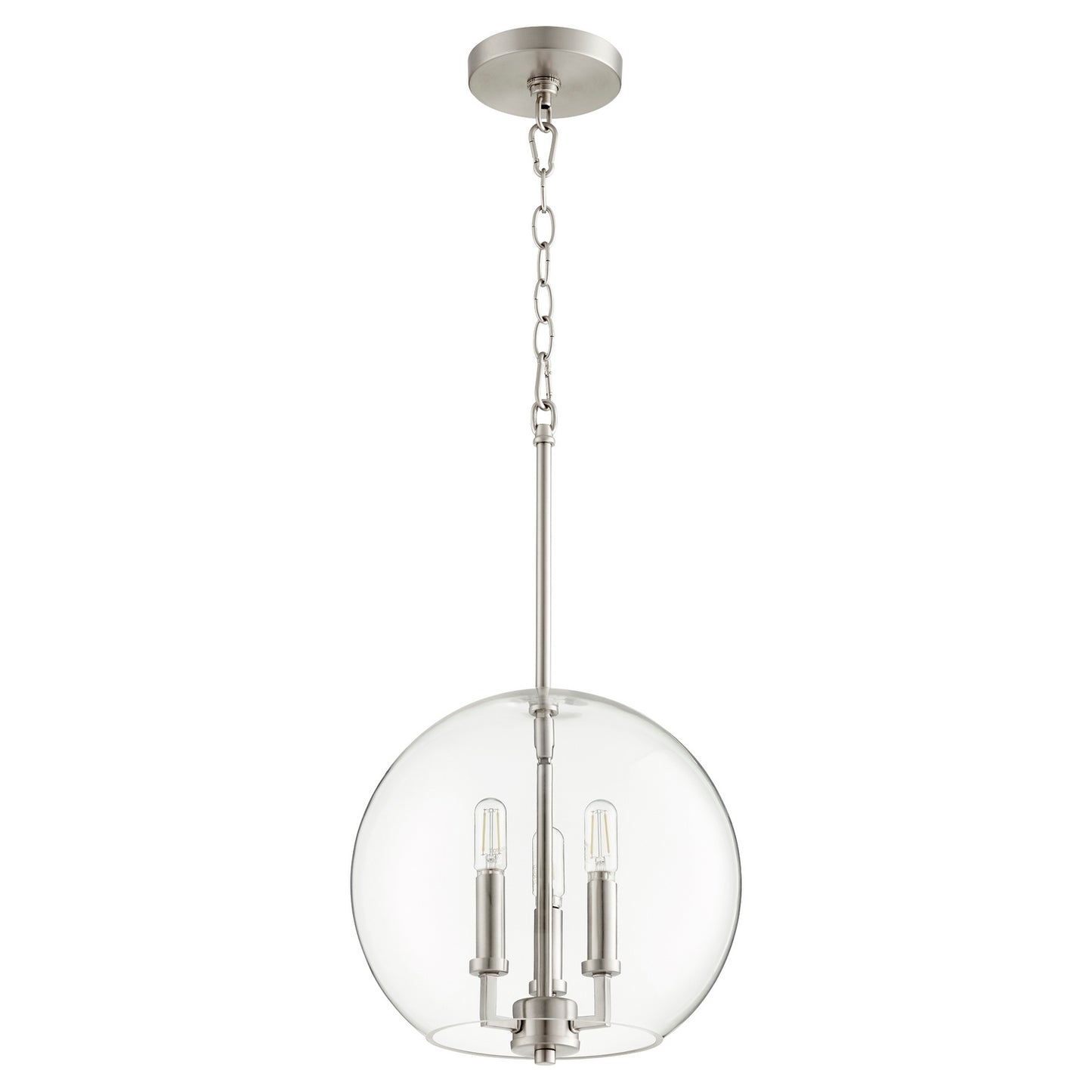 Quorum - 873-3-65 - Three Light Pendant - 873 Globe Pendants - Satin Nickel