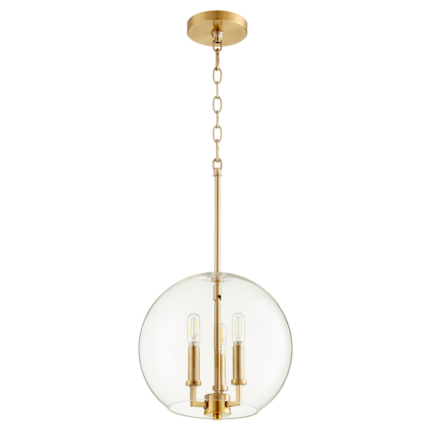 Quorum - 873-3-80 - Three Light Pendant - 873 Globe Pendants - Aged Brass