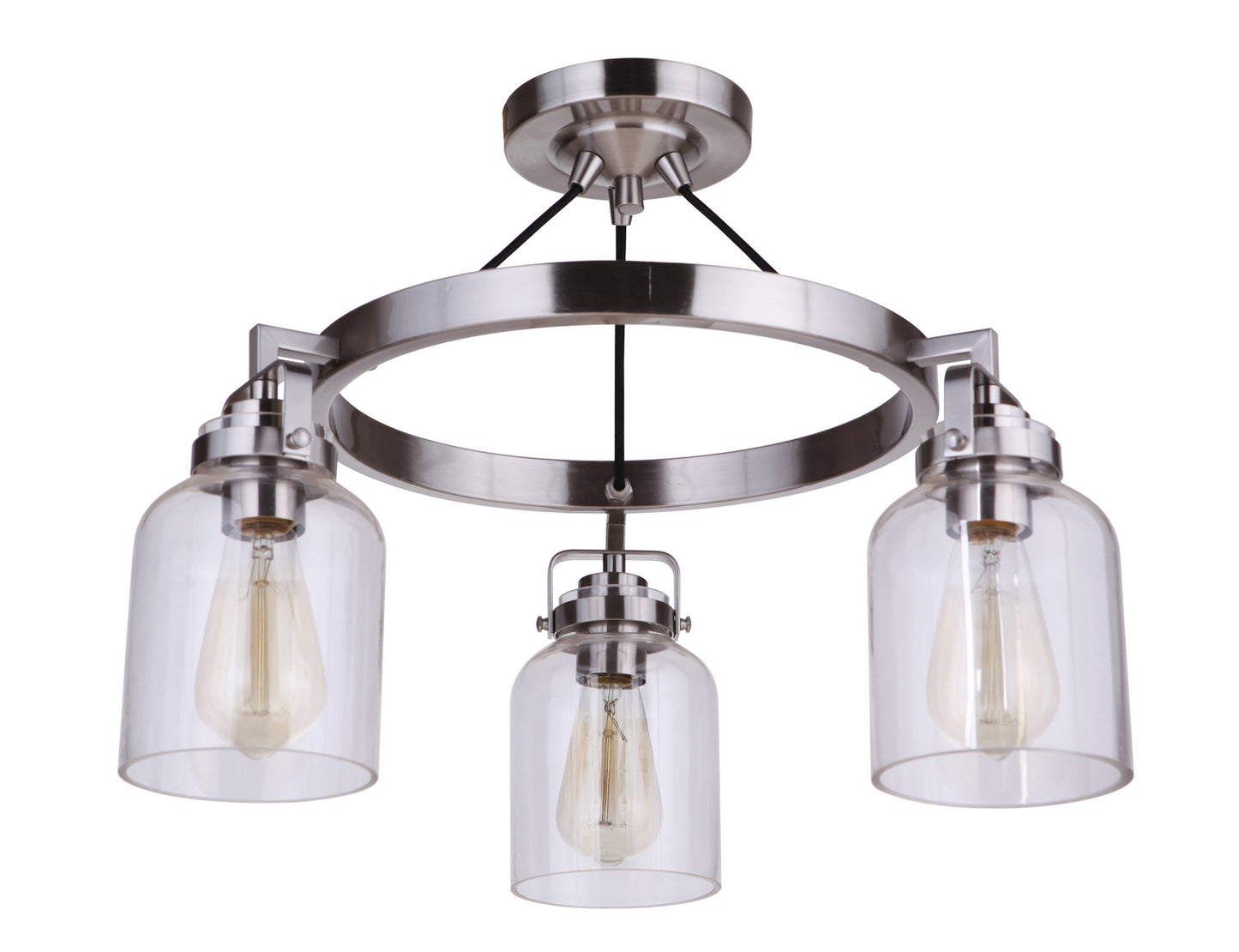 Craftmade - 53653-BNK - Three Light Convertible Semi Flush - Foxwood - Brushed Polished Nickel