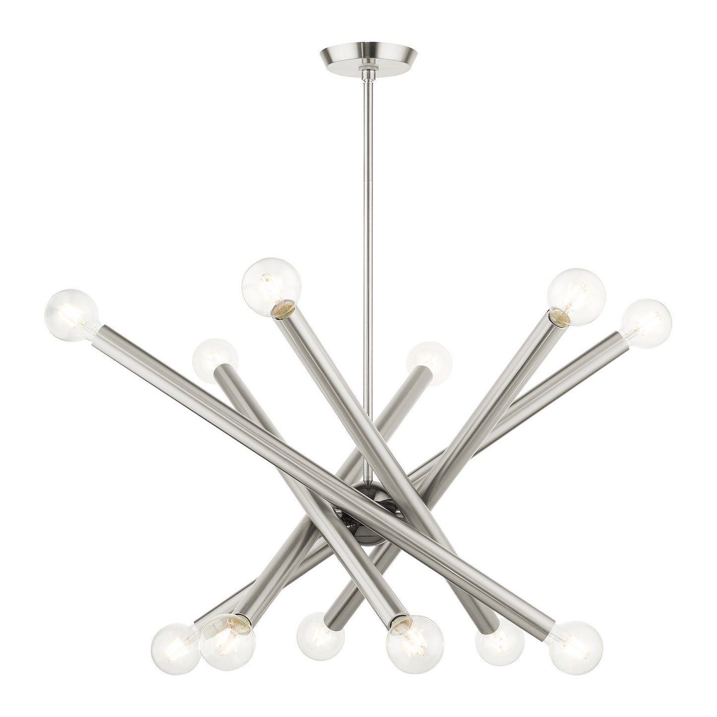 Livex Lighting - 45586-91 - 12 Light Chandelier - Stafford - Brushed Nickel w/ Black Chromes