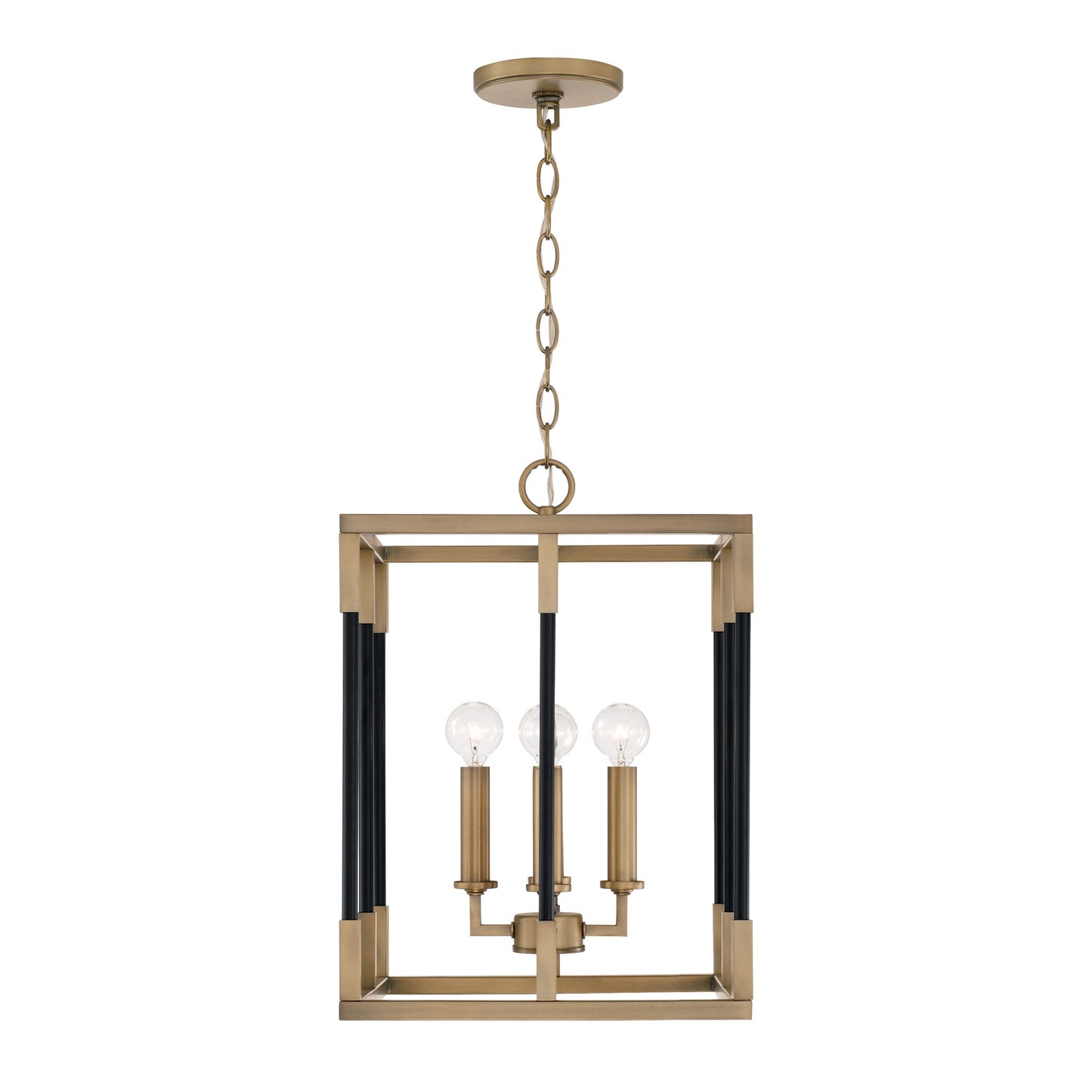 Capital Lighting - 544741AB - Four Light Foyer Pendant - Bleeker - Aged Brass and Black