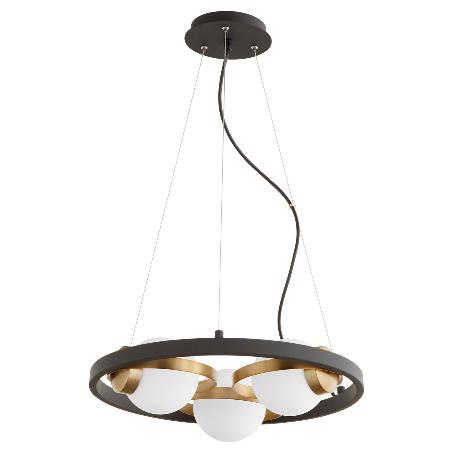 Quorum - 606-3-6980 - Three Light Chandelier - Nimbus - Textured Black w/ Aged Brass
