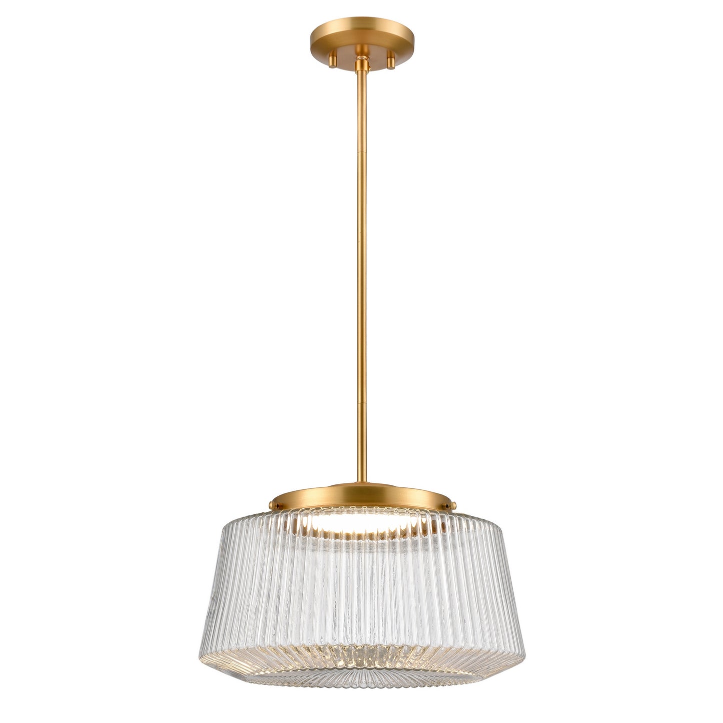 DVI Lighting - DVP43920BR-RIC - LED Pendant - Lunenberg Cct - Brass With Ribbed Clear Glass