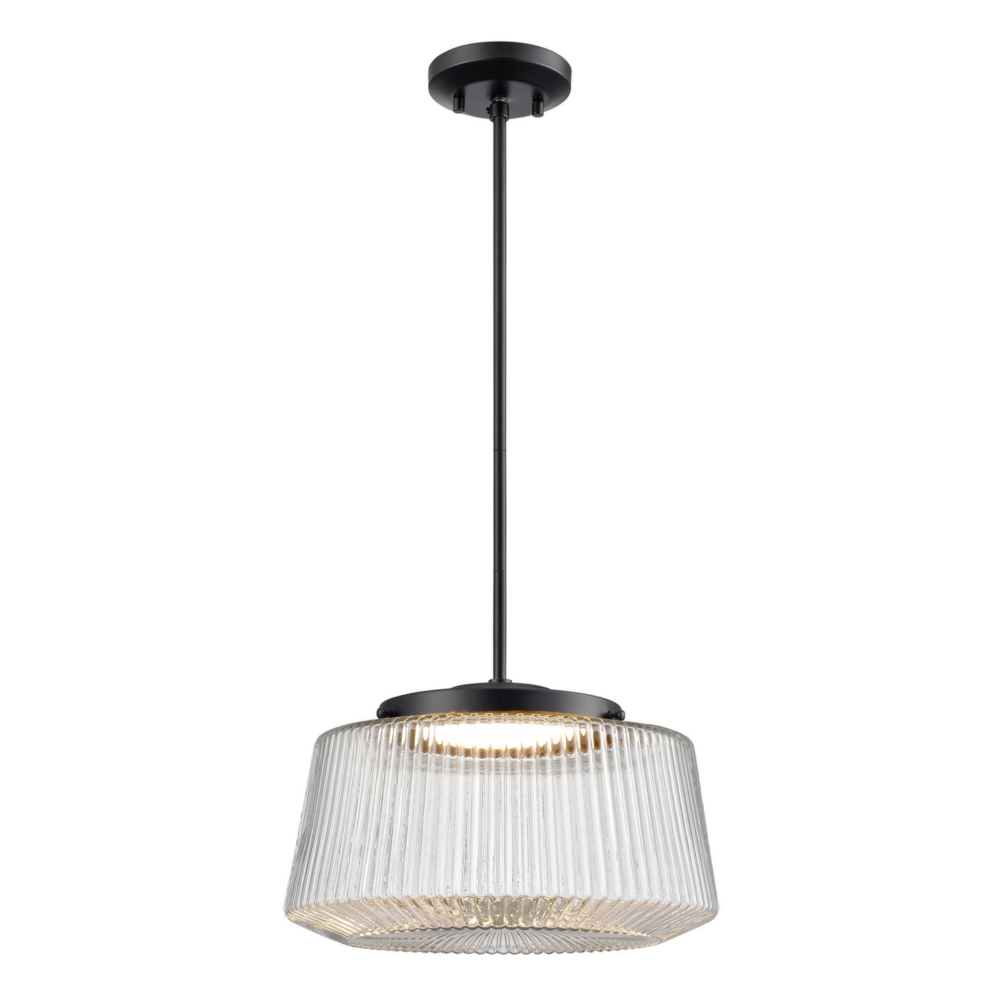 DVI Lighting - DVP43920EB-RIC - LED Pendant - Lunenberg Cct - Ebony With Ribbed Clear Glass