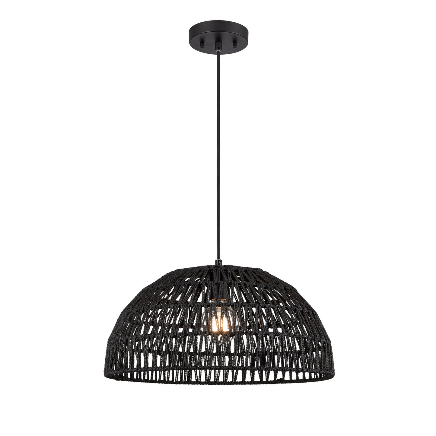 DVI Lighting - DVP44208BK-BY - One Light Pendant - Lac Du Bonnet - Black And Black Yarn