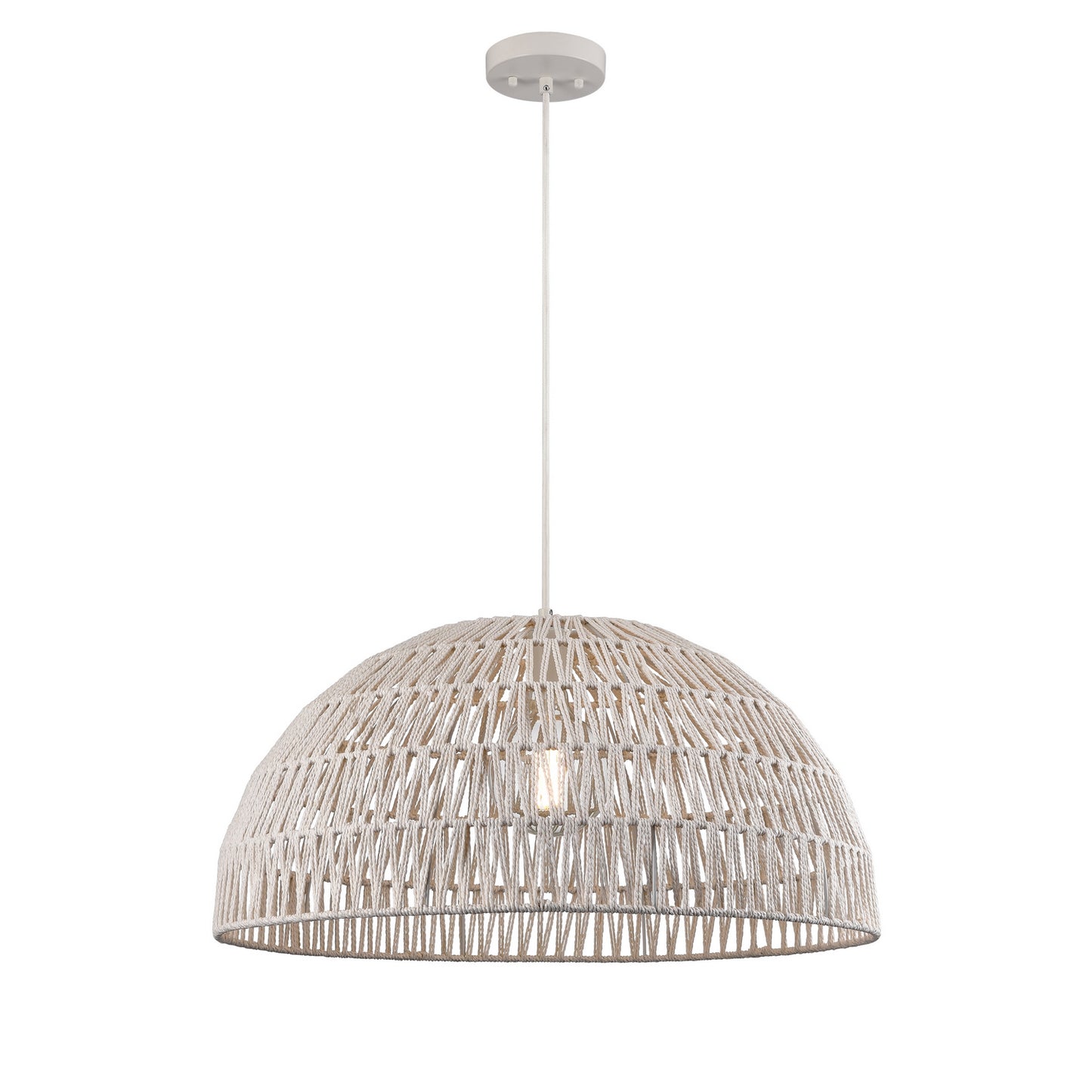 DVI Lighting - DVP44218MW-WY - One Light Pendant - Lac Du Bonnet - Matte White And White Yarn