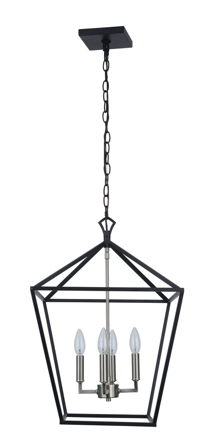 Craftmade - 56334-FBBNK - Four Light Foyer Pendant - Flynt II - Flat Black/Brushed Polished Nickel