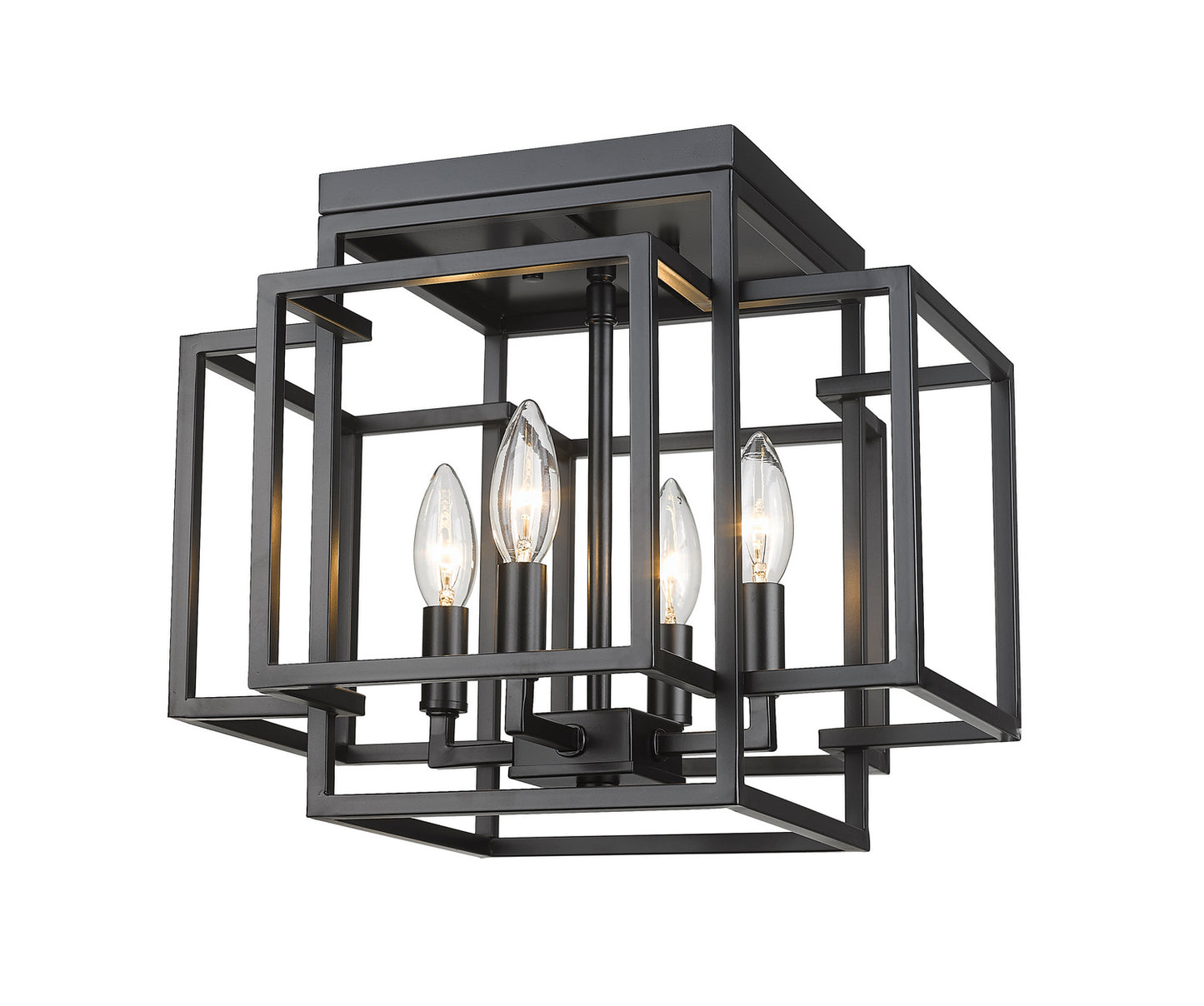 Z-Lite - 454F-MB - Four Light Flush Mount - Titania - Matte Black