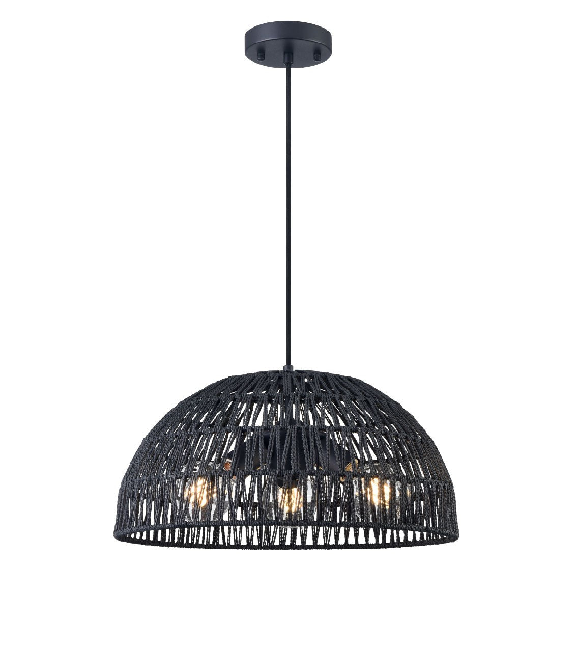 DVI Lighting - DVP44238BK-BY - Three Light Pendant - Lac Du Bonnet - Black With Black Yarn Shade