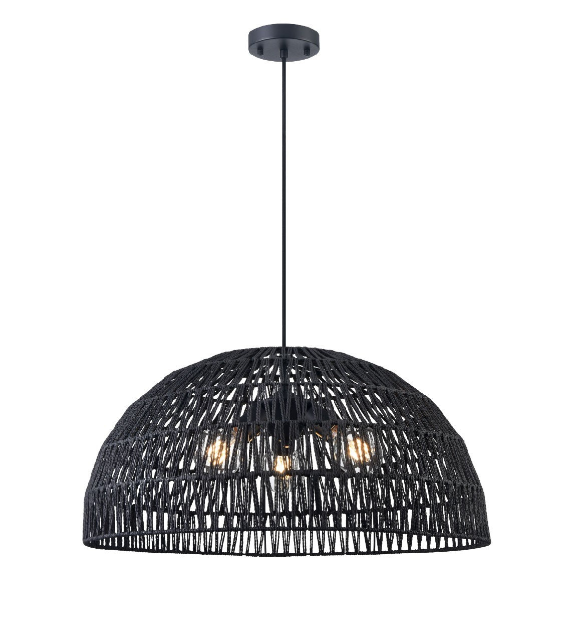 DVI Lighting - DVP44248BK-BY - Three Light Pendant - Lac Du Bonnet - Black With Black Yarn Shade