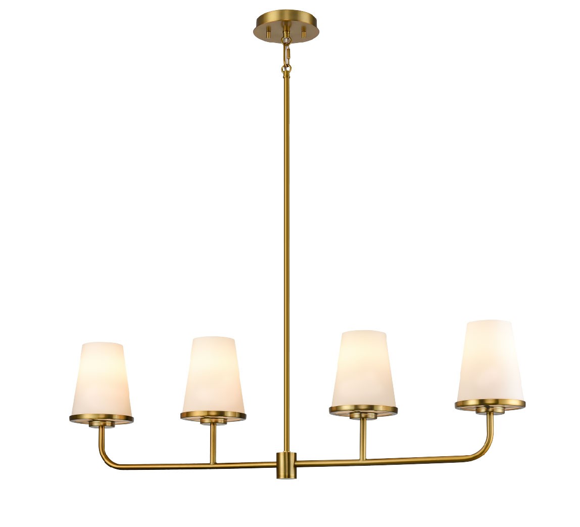 DVI Lighting - DVP48002BR-OP - Four Light Linear Pendant - Kanata - Brass With Half Opal Glass