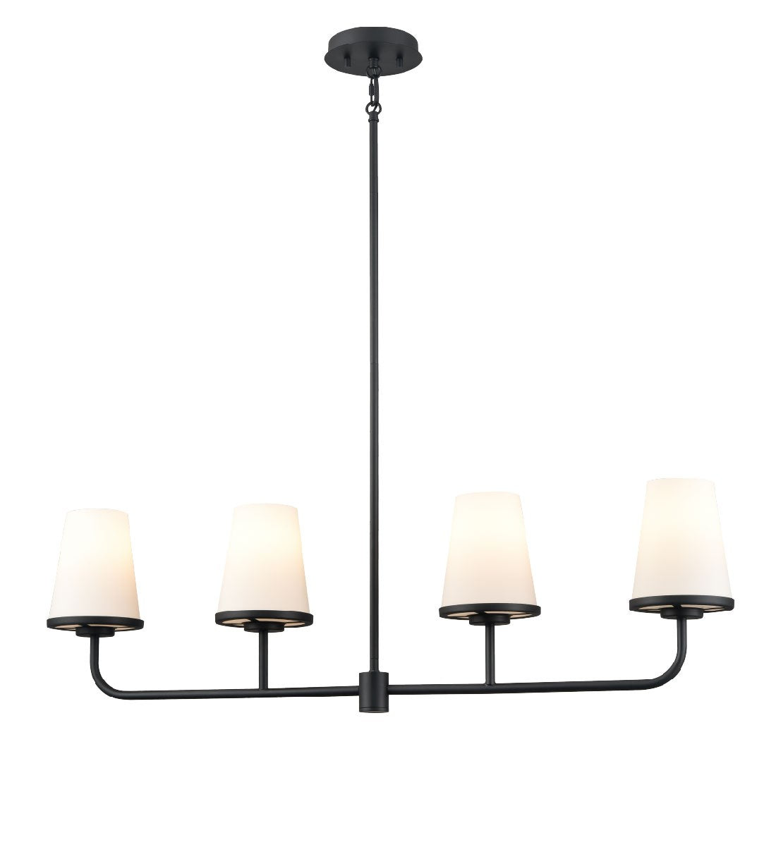 DVI Lighting - DVP48002EB-OP - Four Light Linear Pendant - Kanata - Ebony With Half Opal Glass