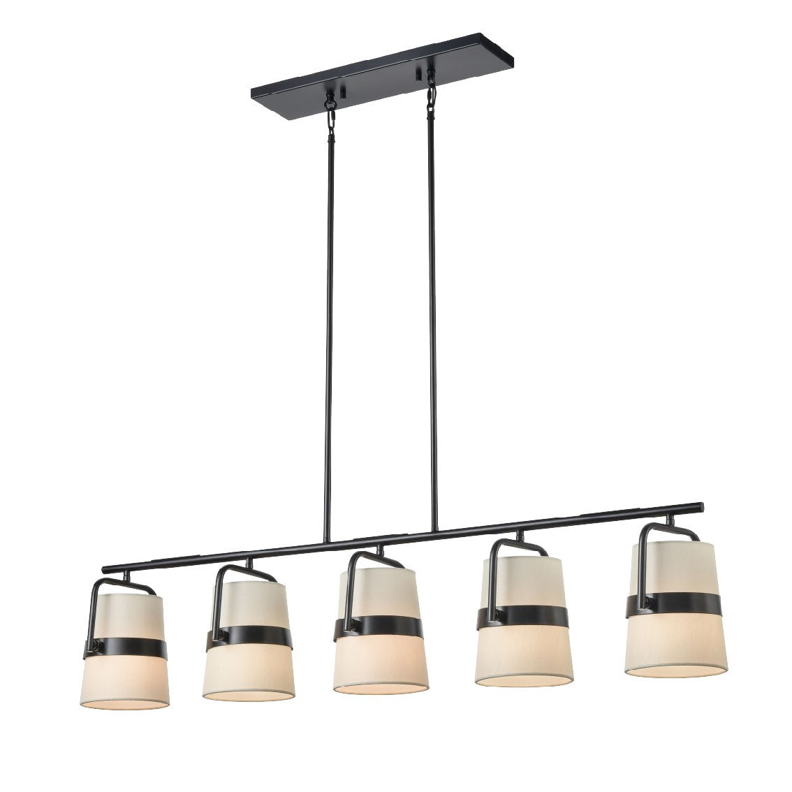 DVI Lighting - DVP48404EB-SW - Five Light Linear Pendant - Bon Echo - Ebony With Satin White Shade