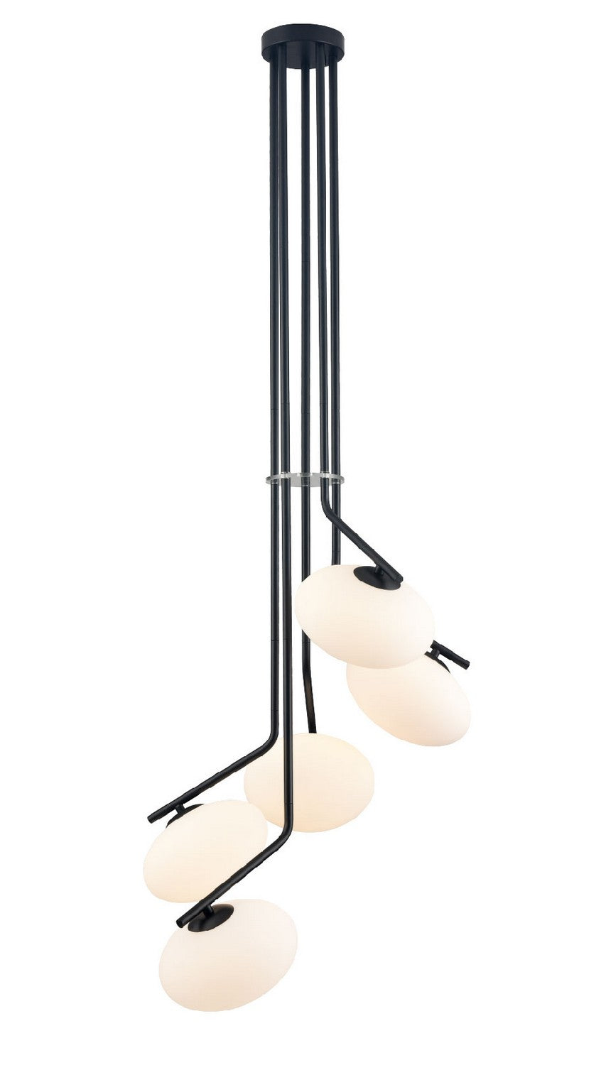 DVI Lighting - DVP49057EB-OP - Five Light Pendant - Valour Road - Ebony With Half Opal Glass