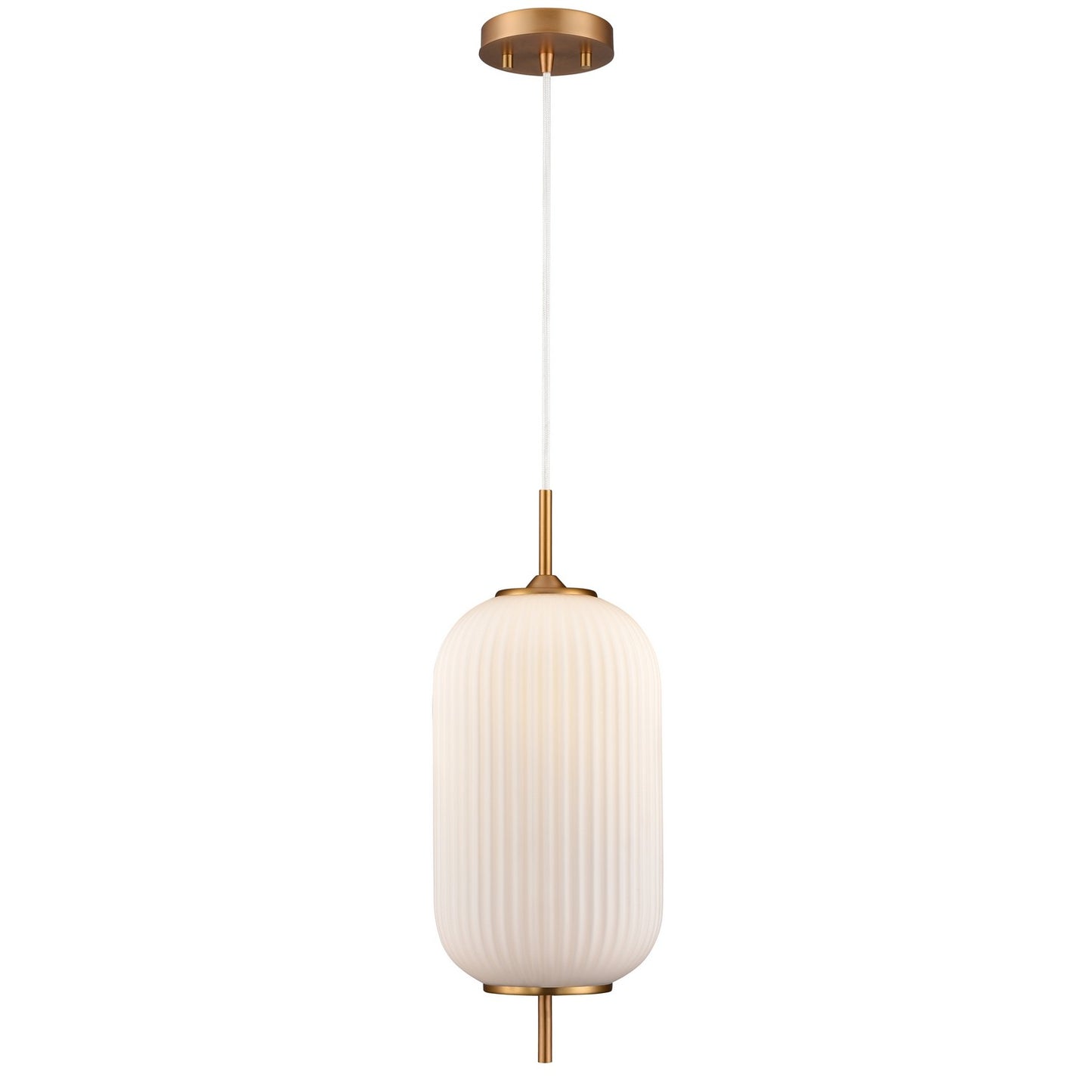 DVI Lighting - DVP40005BR-RIO - One Light Pendant - Mount Pearl - Brass With Ribbed Opal Glass