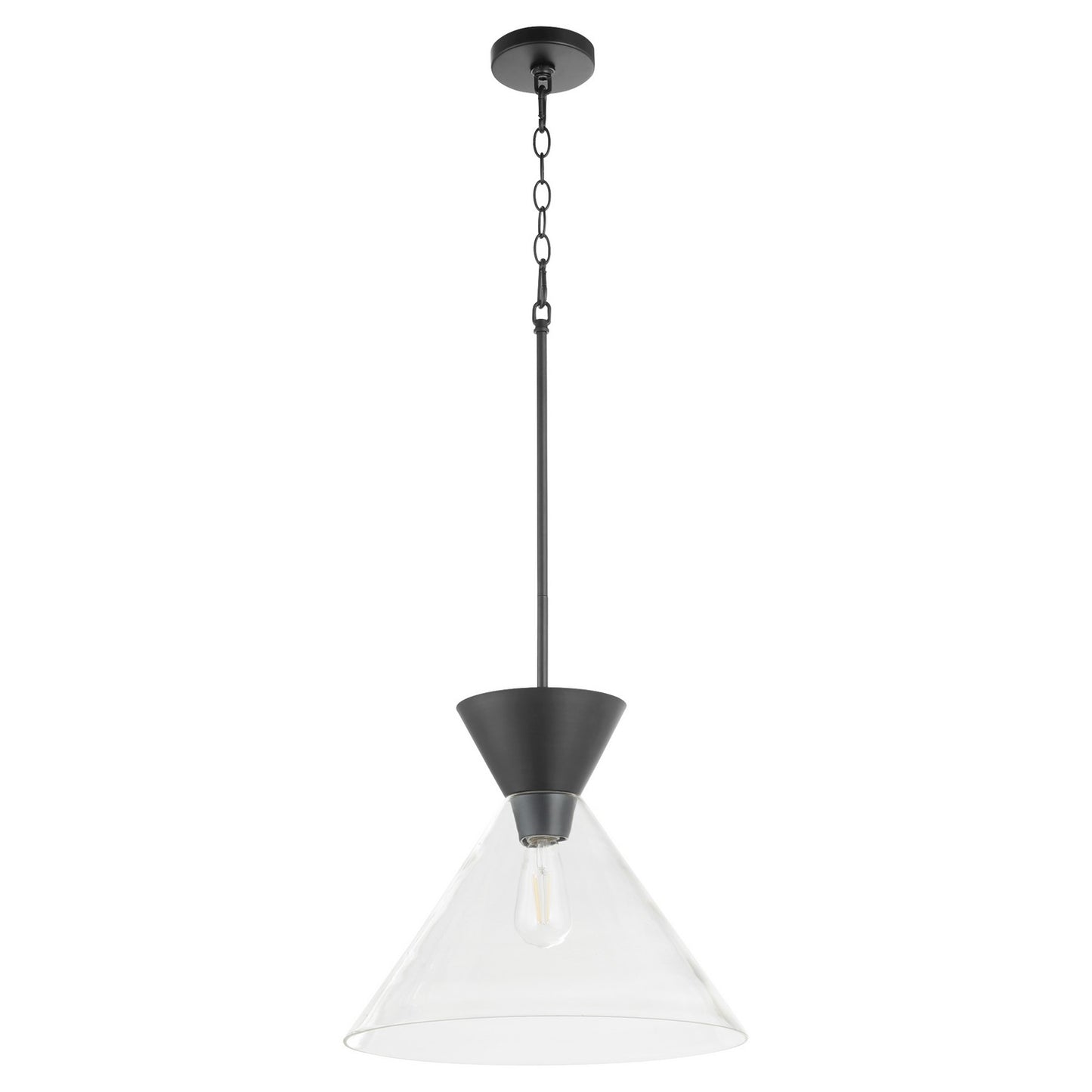 Quorum - 8119-259 - One Light Pendant - Beldar - Matte Black w/ Clear Glass