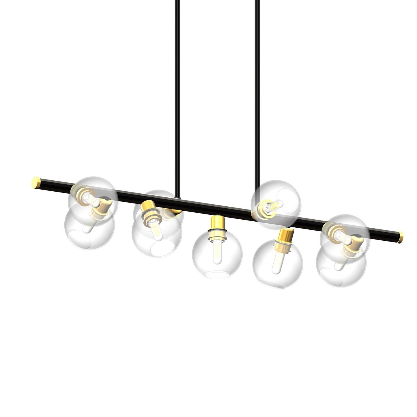 DVI Lighting - DVP20805VBR+GR-CL - Nine Light Linear Pendant - Ocean Drive - Venetian Brass And Graphite With Clear Glass