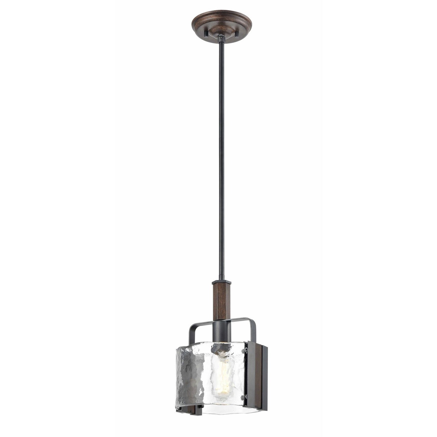 DVI Lighting - DVP42921GR+IW-ARW - One Light Mini-Pendant - Georgian Bay - Graphite And Ironwood On Metal With Artisinal Water Glass