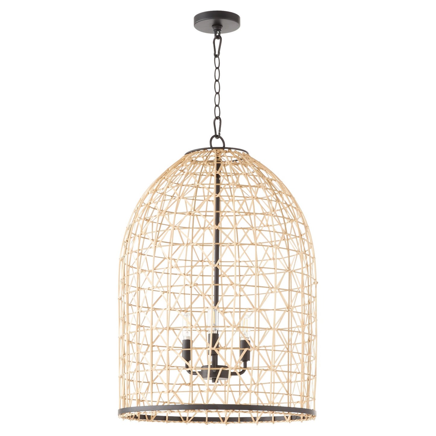 Quorum - 6902-3-59 - Three Light Pendant - Rattan - Matte Black