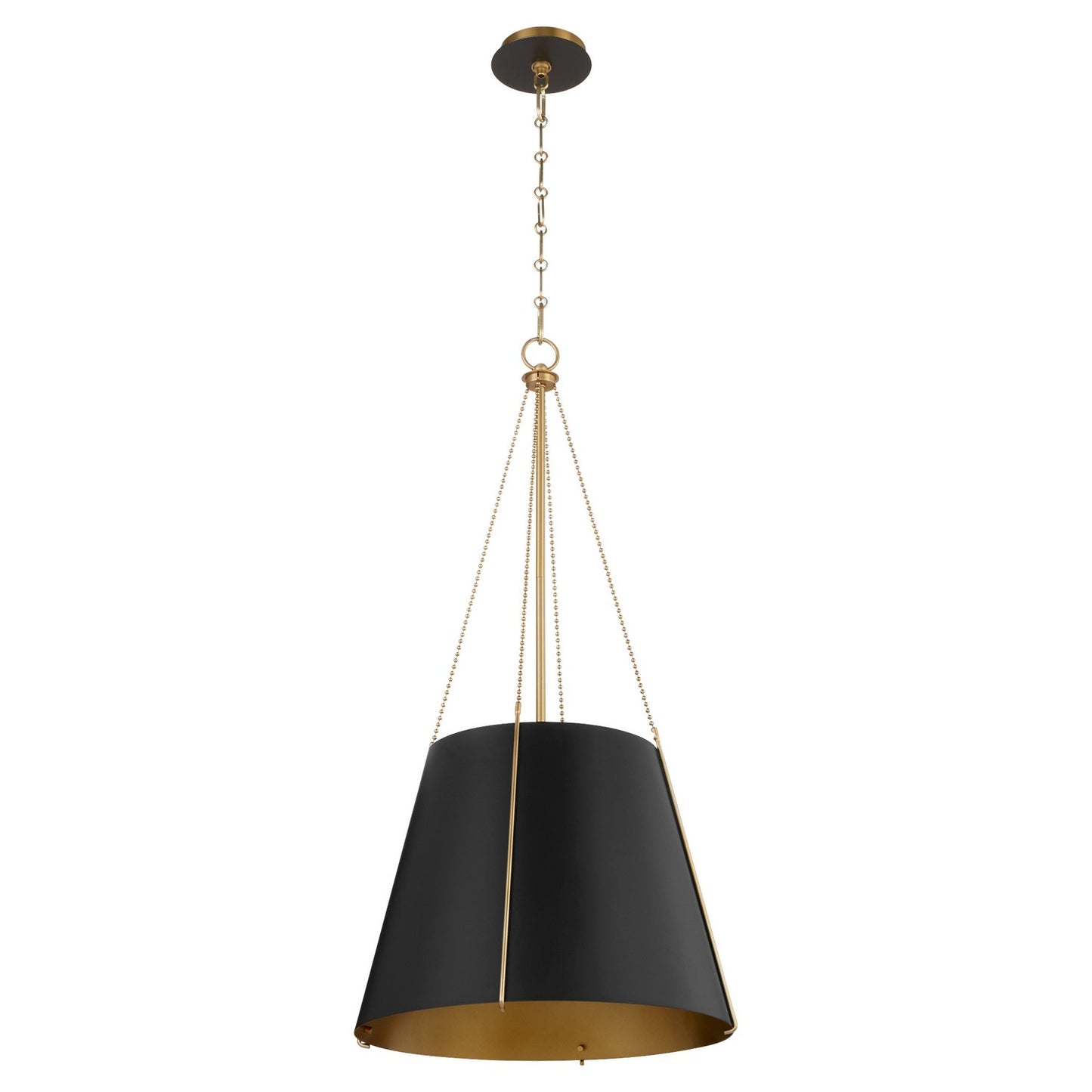 Quorum - 862-3-5980 - Three Light Pendant - Denise - Matte Black w/ Aged Brass