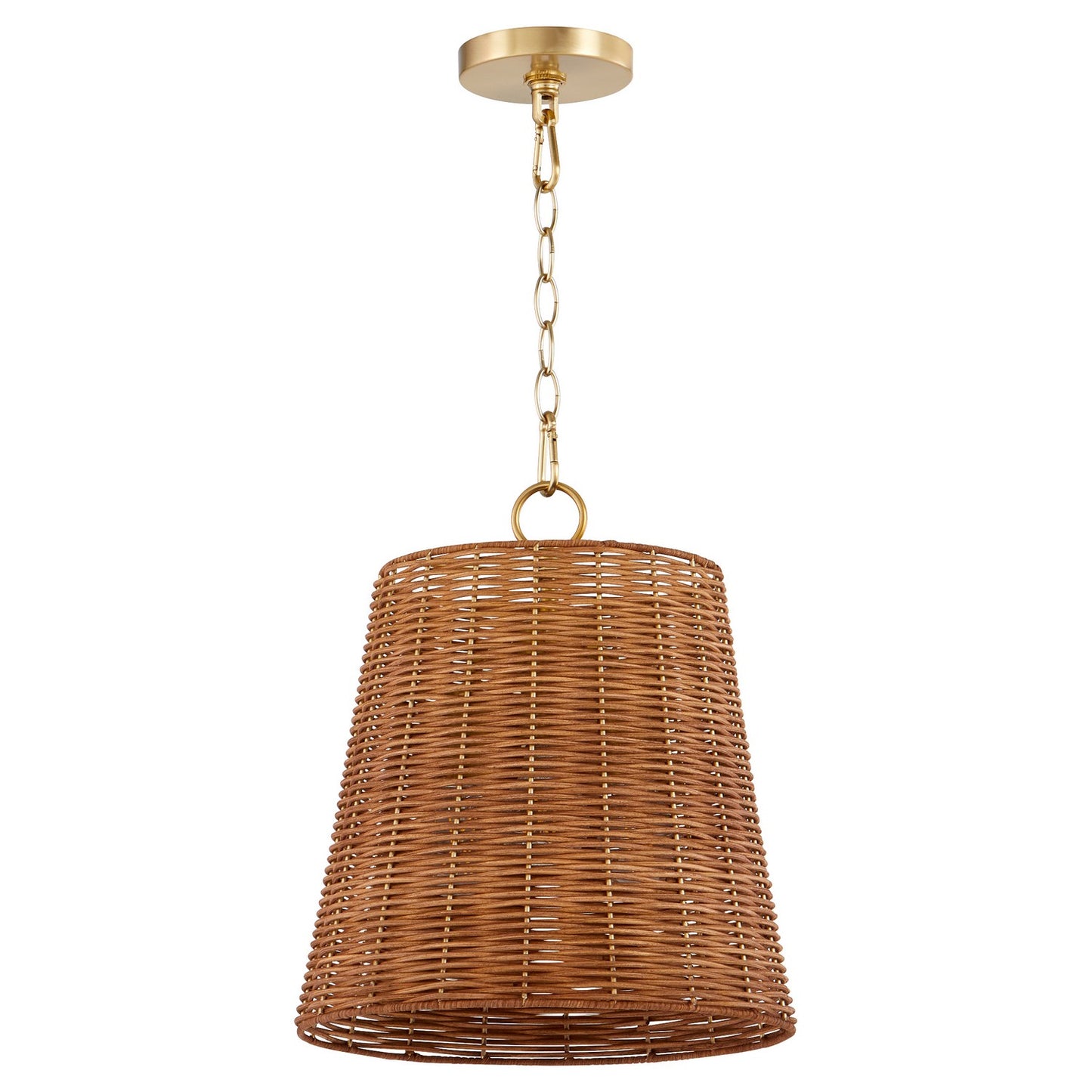 Quorum - 8893-13-80 - Three Light Pendant - Wicker - Aged Brass