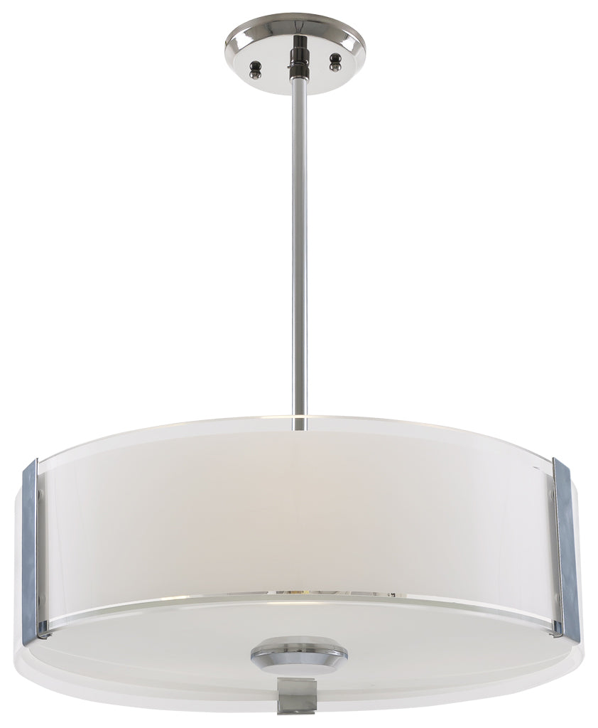 DVI Lighting - DVP14506CH-SSOP - Three Light Pendant - Zurich - Chrome With Silk Screened Opal Glass