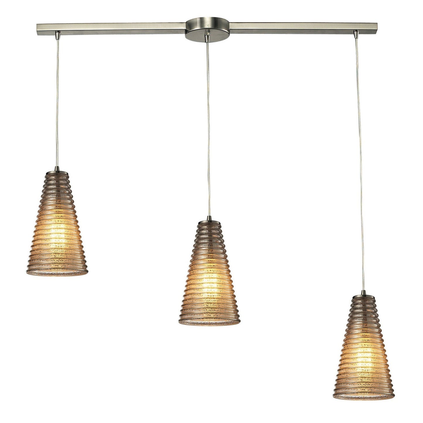 ELK Home - 10333/3L - Three Light Pendant - Ribbed Glass - Satin Nickel