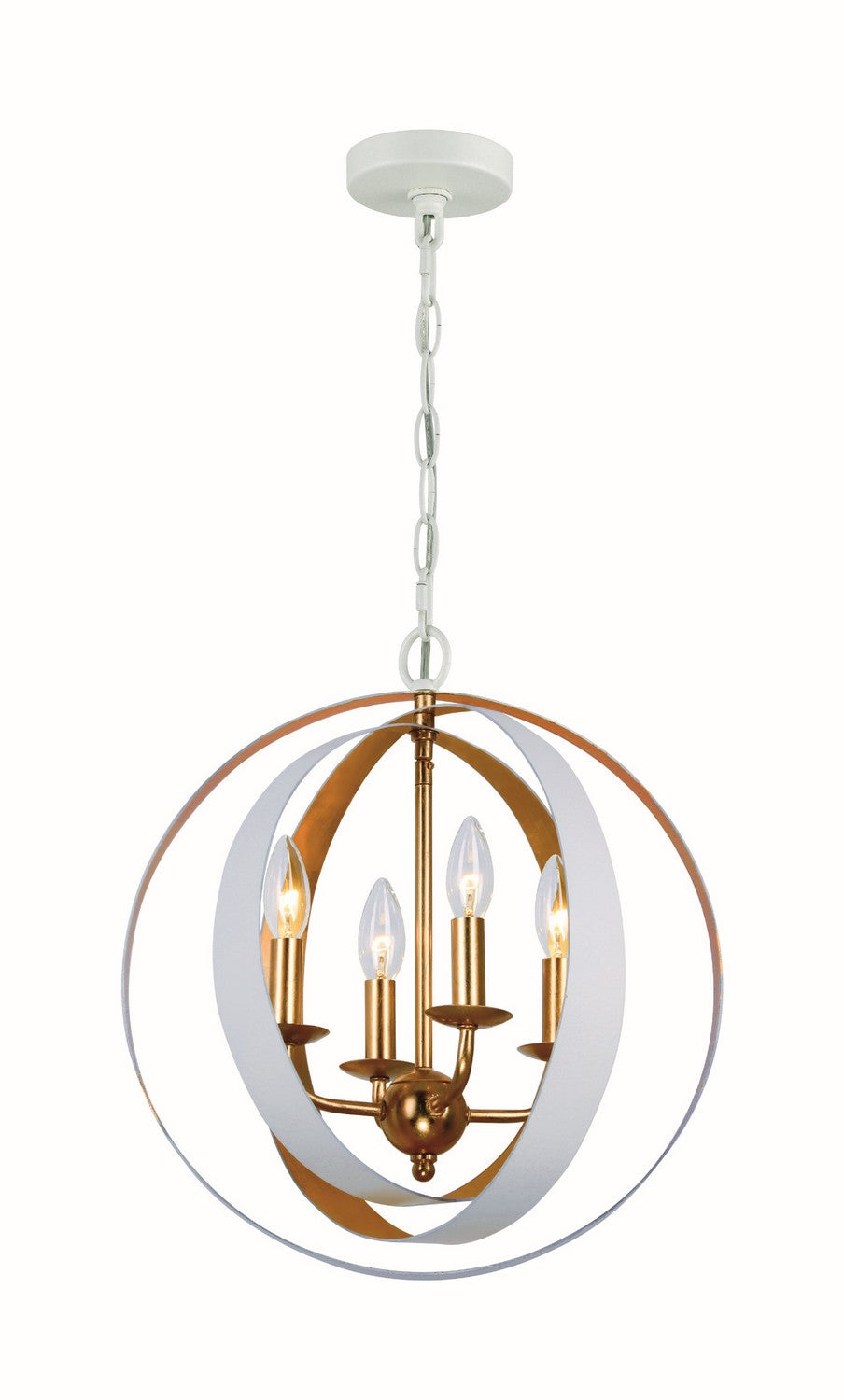 Crystorama - 584-MT-GA - Four Light Mini Chandelier - Luna - Matte White + Antique Gold