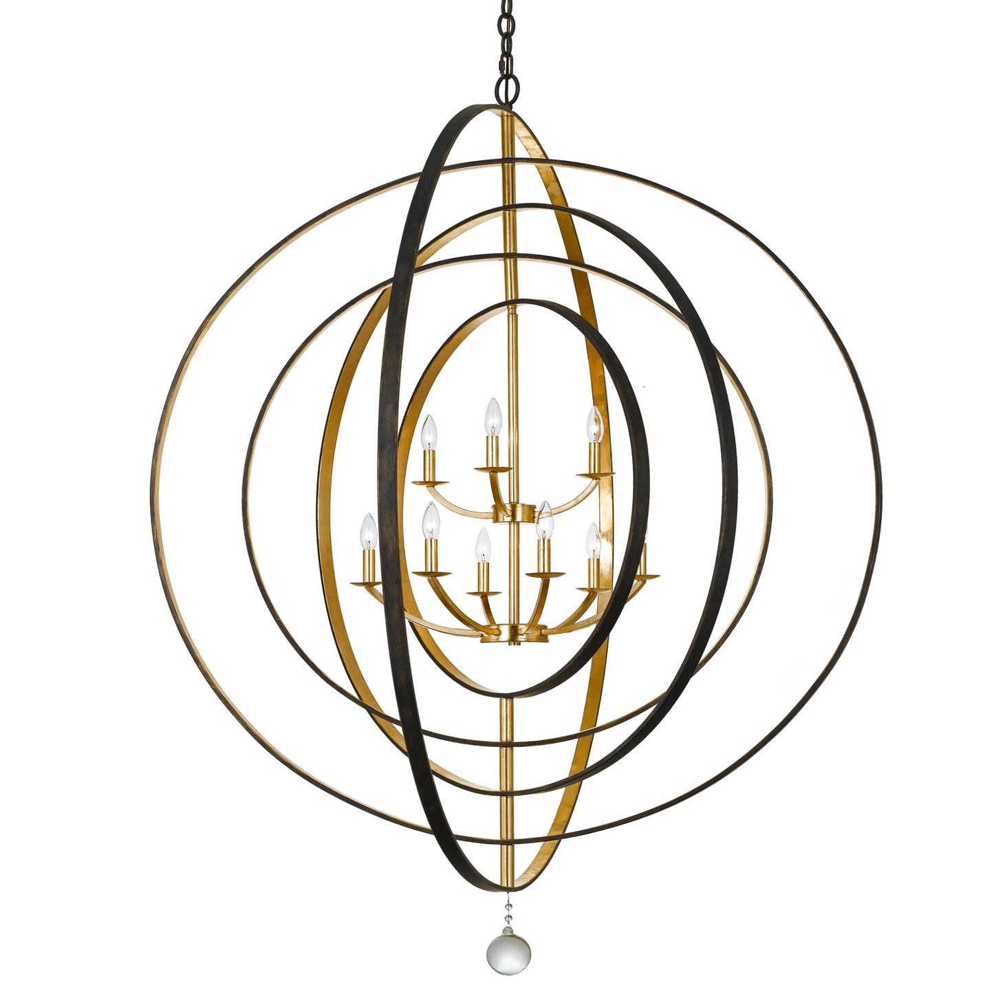 Crystorama - 587-EB-GA - Nine Light Chandelier - Luna - English Bronze + Antique Gold