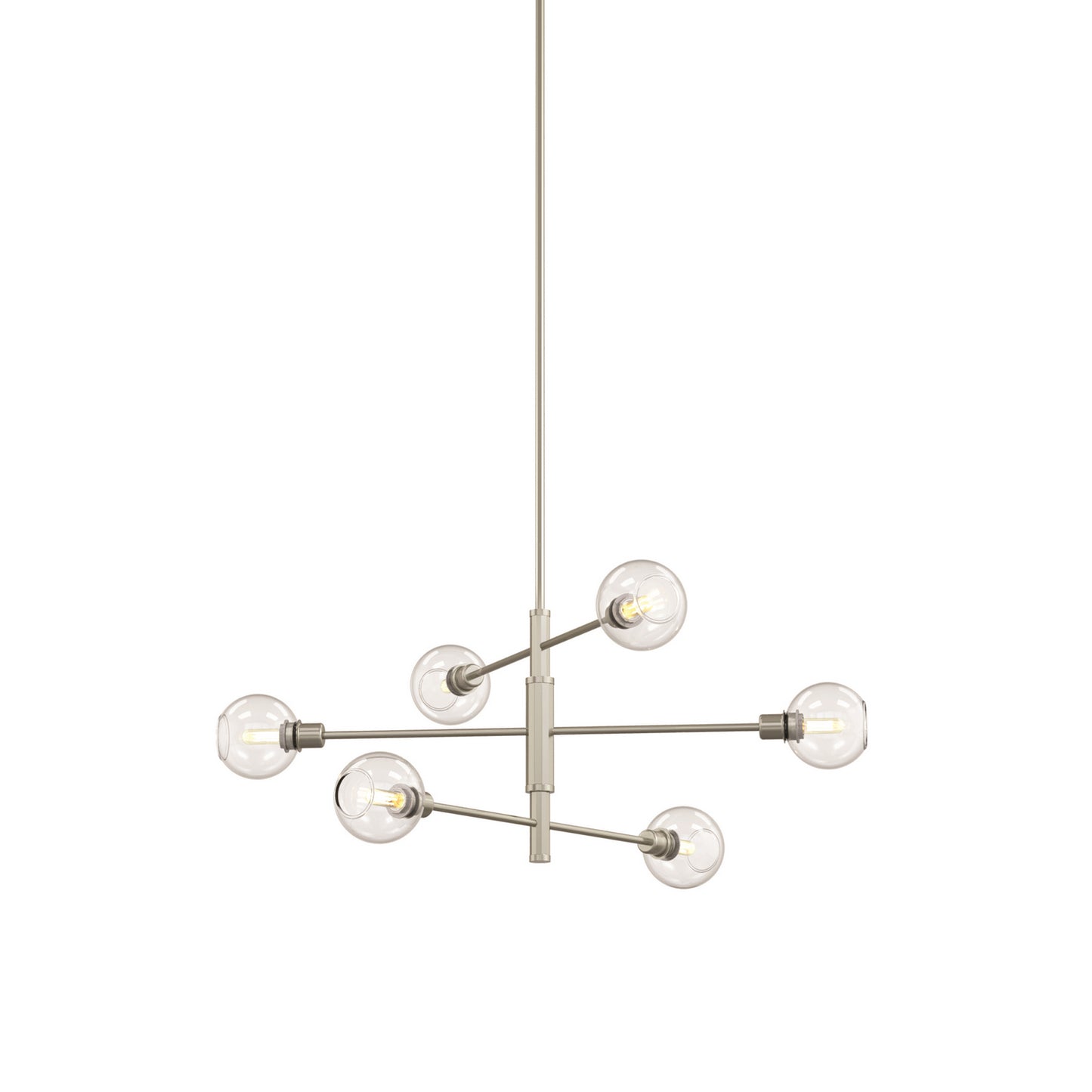 DVI Lighting - DVP20802SN/CH-CL - Six Light Linear Pendant - Ocean Drive - Satin Nickel And Chrome With Clear Glass