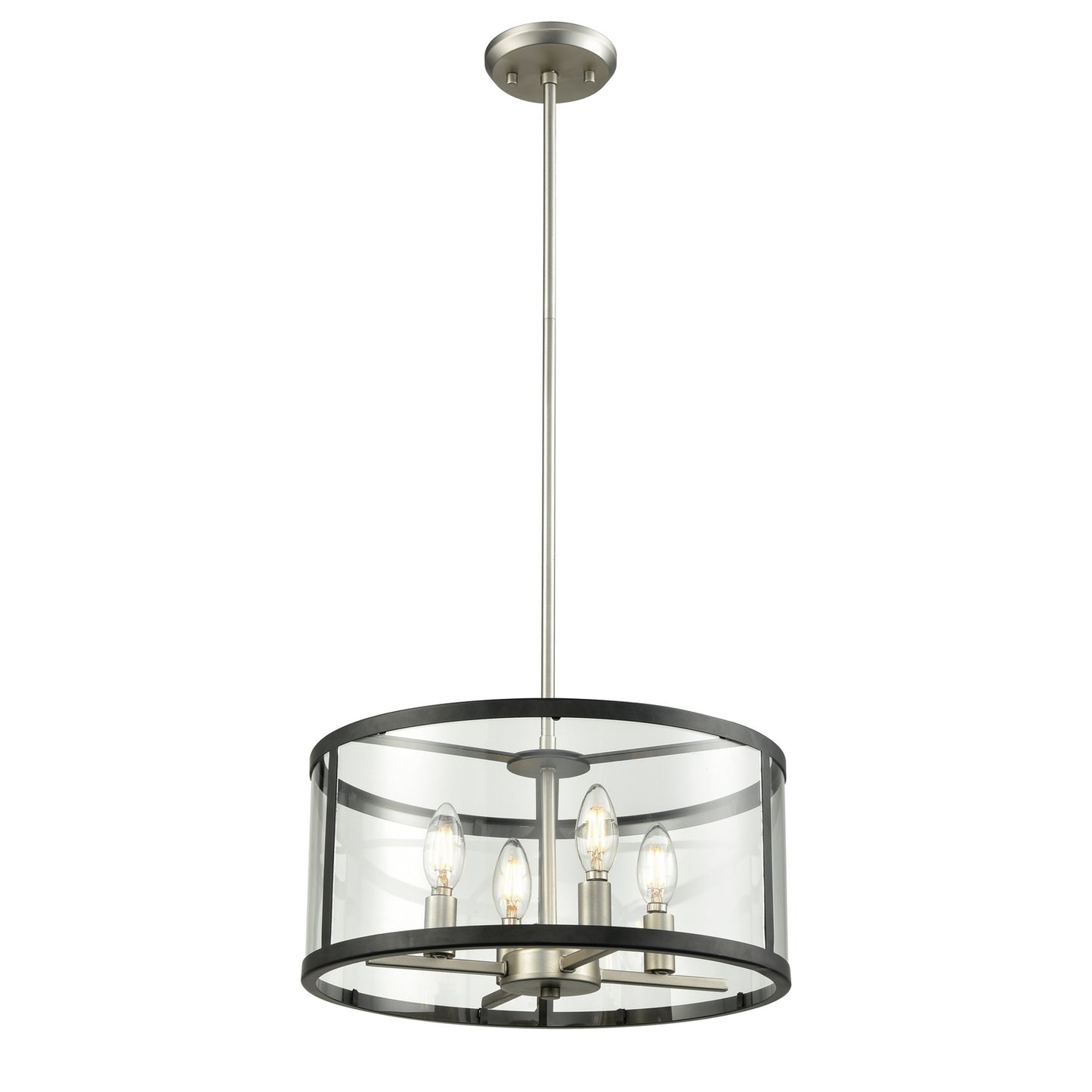 DVI Lighting - DVP25406BN/GR-CL - Four Light Pendant - Downtown - Buffed Nickel And Graphite With Clear Glass