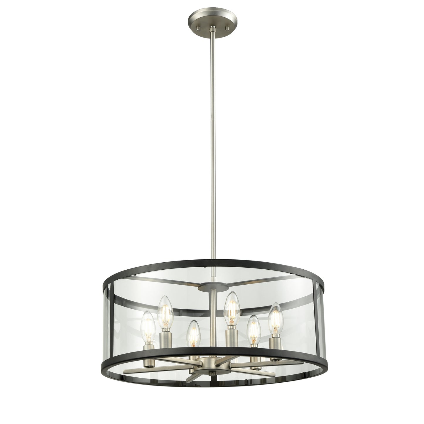 DVI Lighting - DVP25408BN/GR-CL - Six Light Pendant - Downtown - Buffed Nickel And Graphite With Clear Glass