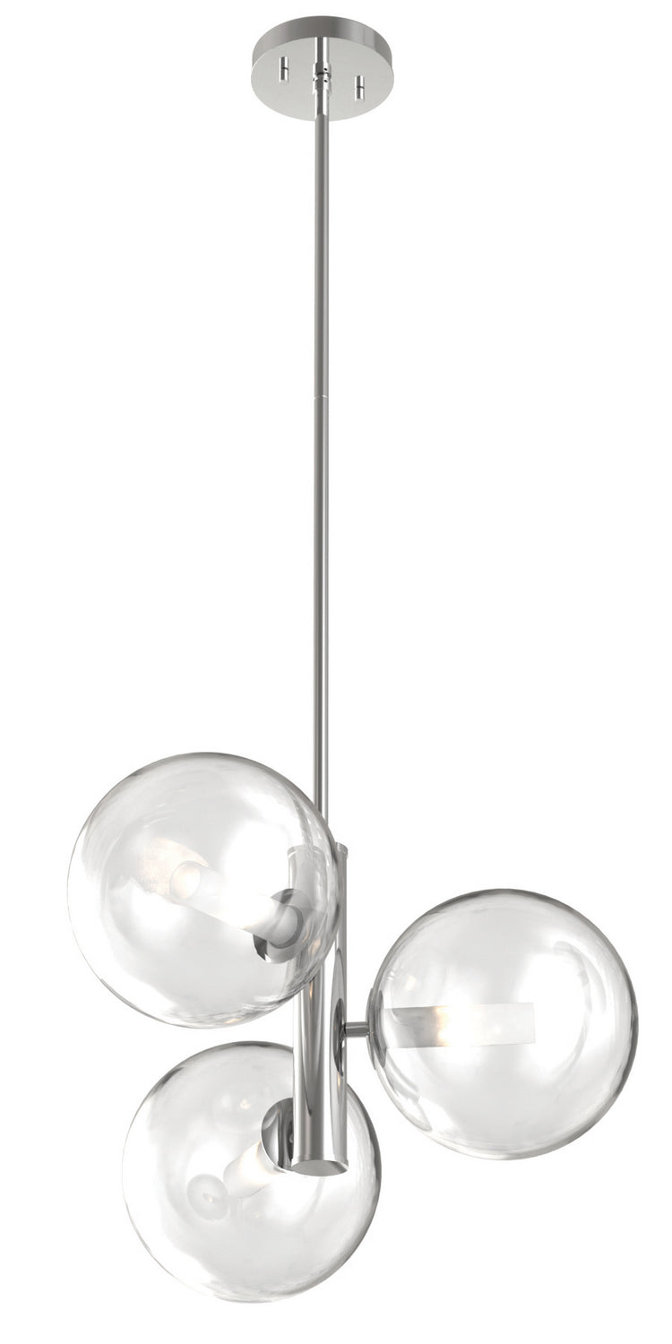 DVI Lighting - DVP27023CH-CL - Three Light Pendant - Courcelette - Chrome With Clear Glass
