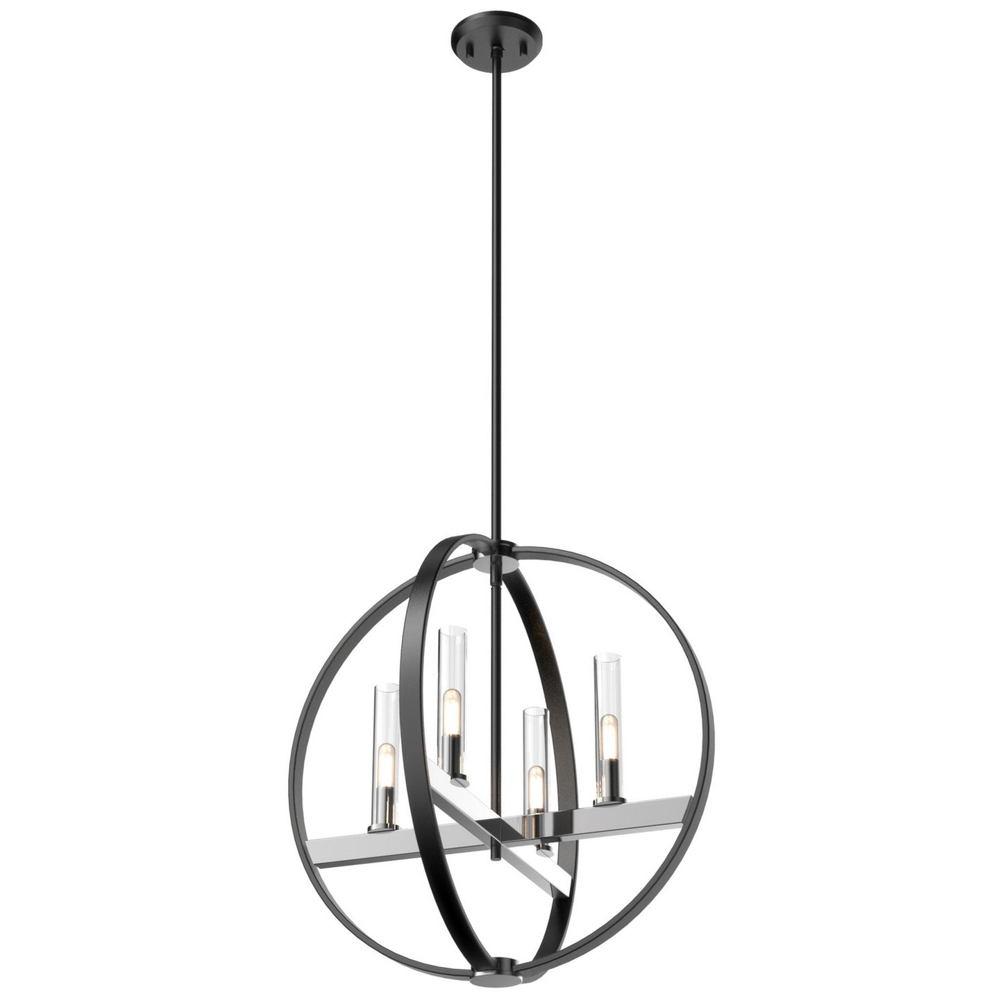 DVI Lighting - DVP28849CH/GR-CL - Four Light Pendant - Mont Royal - Chrome And Graphite With Clear Glass