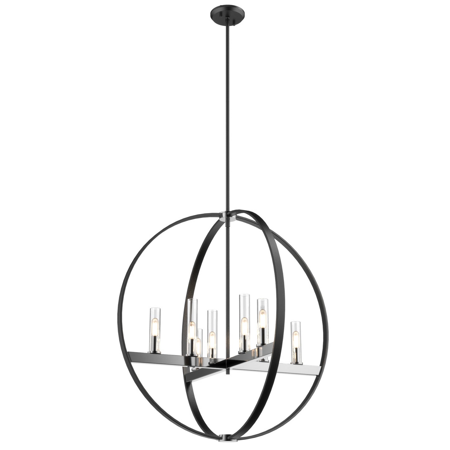 DVI Lighting - DVP28850CH/GR-CL - Eight Light Pendant - Mont Royal - Chrome And Graphite With Clear Glass