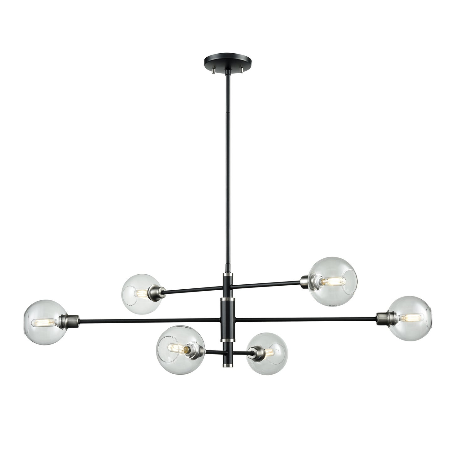 DVI Lighting - DVP20802SN+GR-CL - Six Light Linear Pendant - Ocean Drive - Satin Nickel And Graphite With Clear Glass