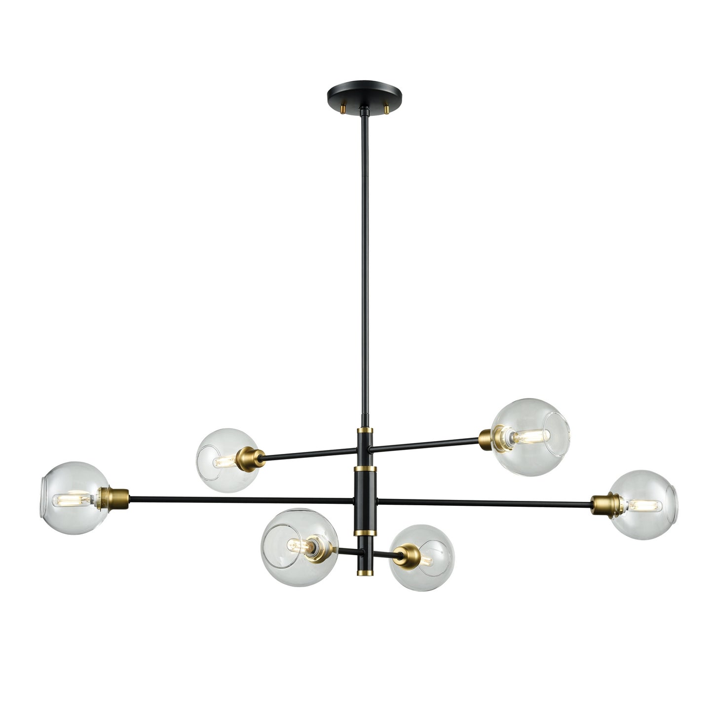 DVI Lighting - DVP20802VBR+GR-CL - Six Light Linear Pendant - Ocean Drive - Venetian Brass And Graphite With Clear Glass