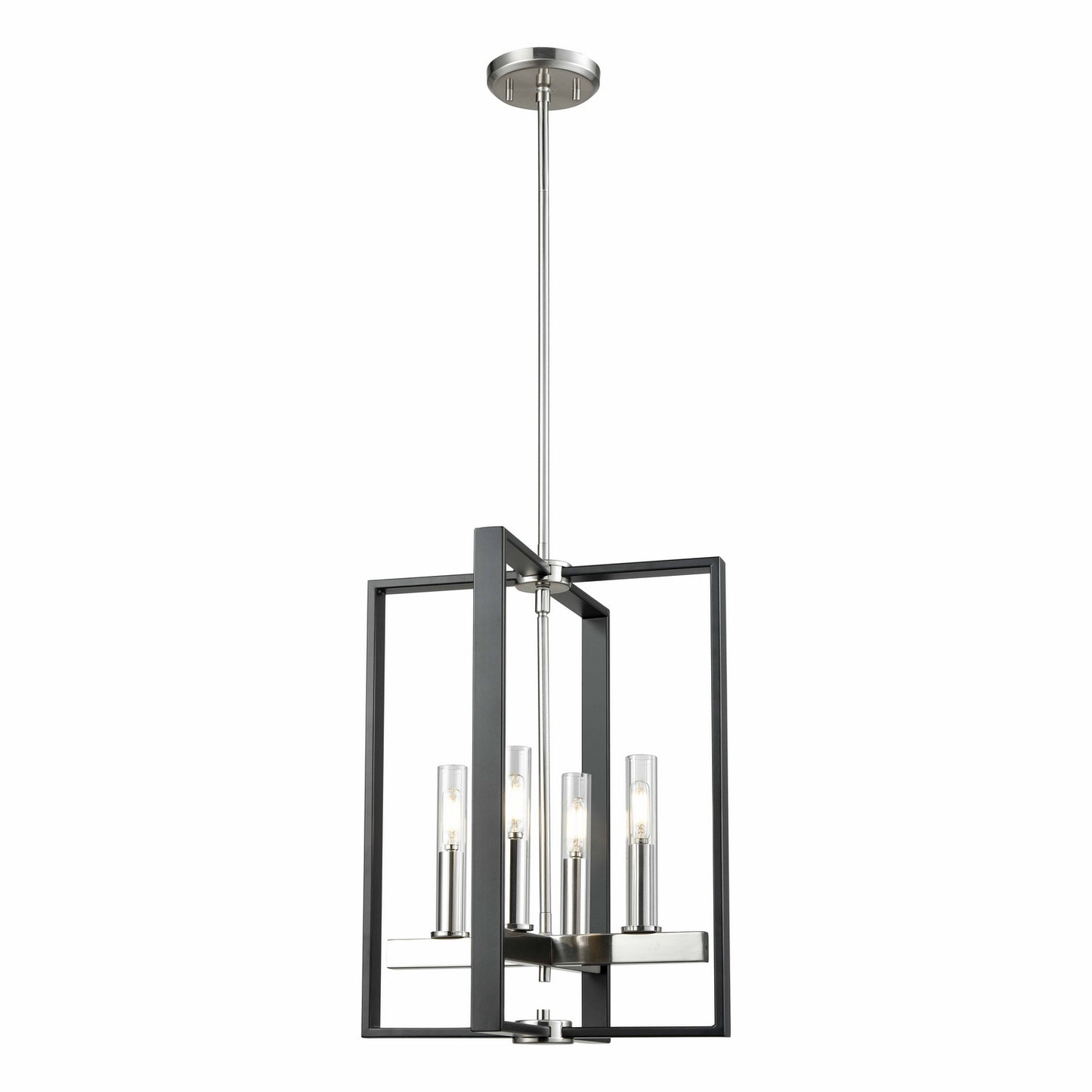 DVI Lighting - DVP30248SN+GR-CL - Four Light Foyer Pendant - Blairmore - Satin Nickel And Graphite With Clear Glass