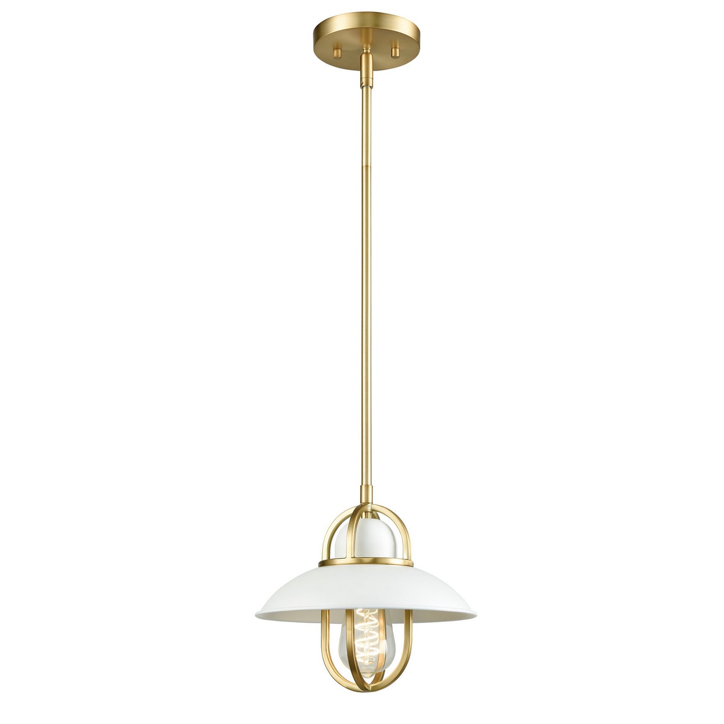 DVI Lighting - DVP31021MW+VBR - One Light Mini-Pendant - Peggy'S Cove - Matte White And Venetian Brass