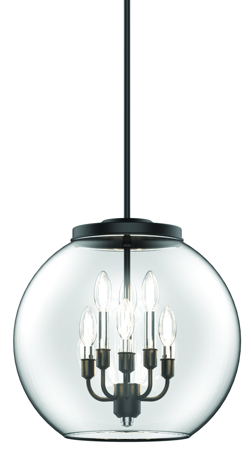 DVI Lighting - DVP35049MF+GR-CL - Six Light Foyer Pendant - Frontenac - Multiple Finishes And Graphite With Clear Glass