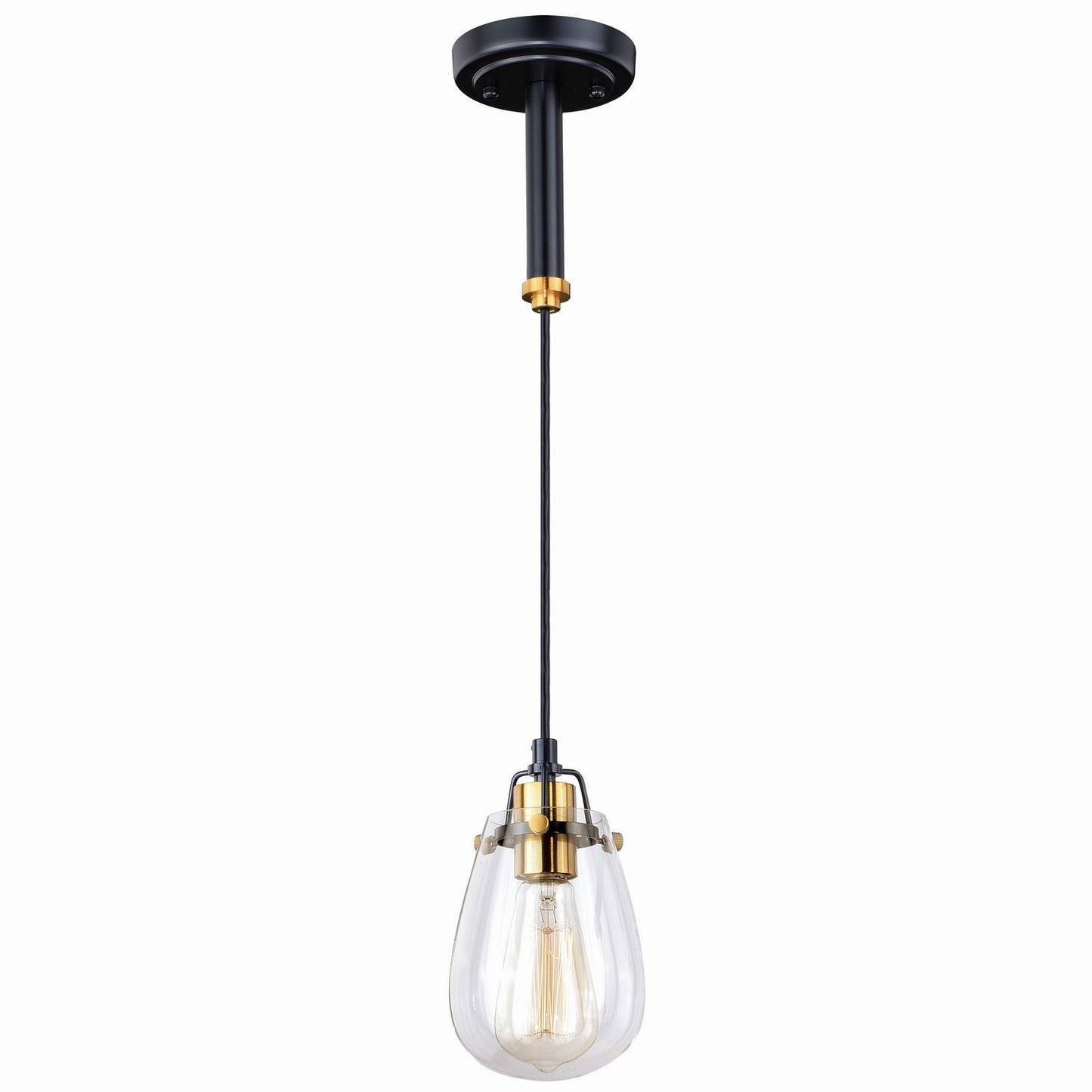 Vaxcel - P0232 - One Light Mini Pendant - Kassidy - Black and Natural Brass