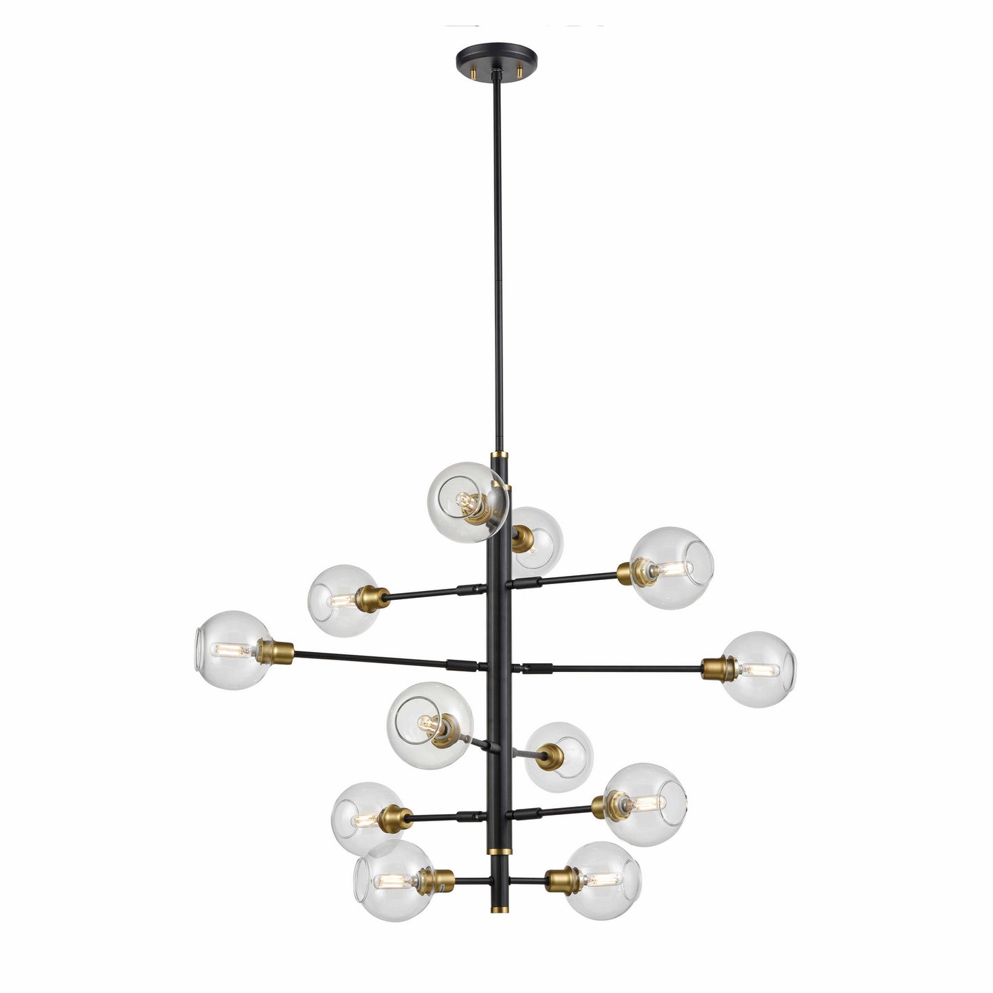 DVI Lighting - DVP20849VBR+GR-CL - 12 Light Foyer Pendant - Ocean Drive - Venetian Brass And Graphite With Clear Glass
