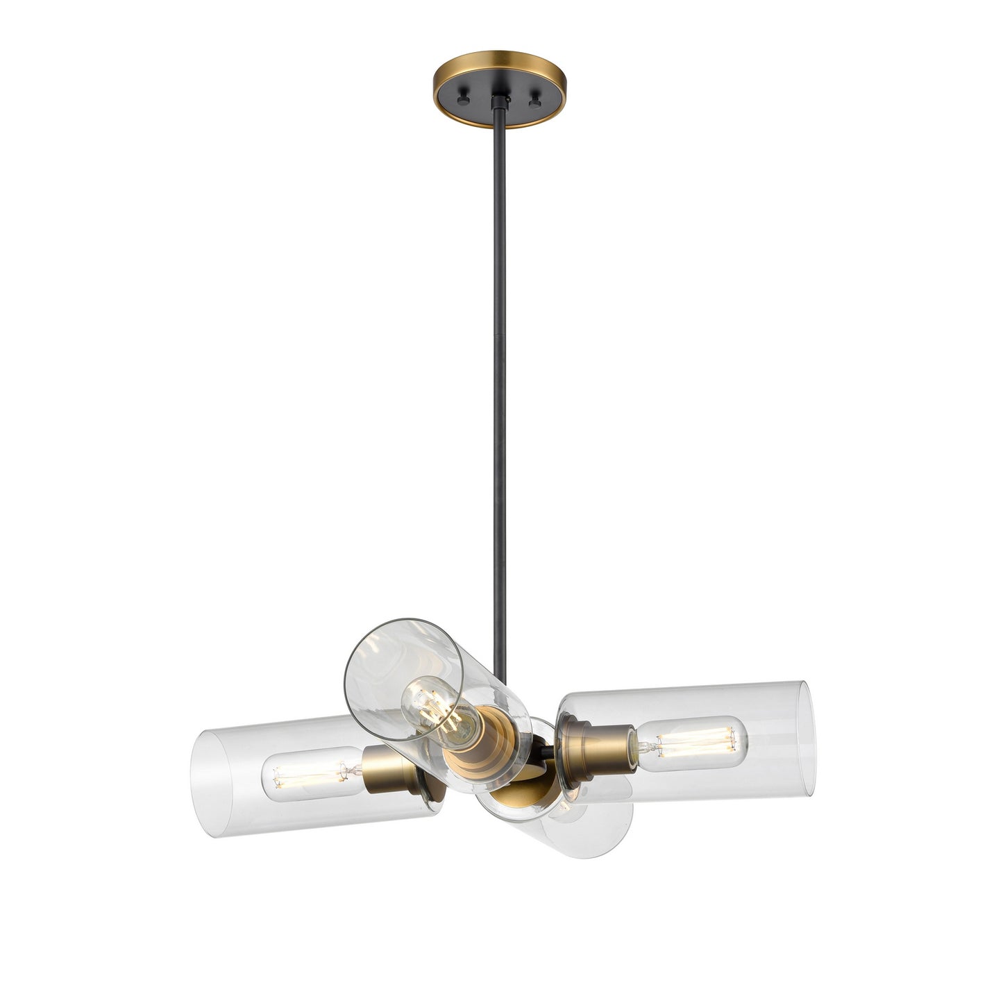 DVI Lighting - DVP24705BR+GR-CL - Four Light Pendant - Barker - Brass And Graphite With Clear Glass