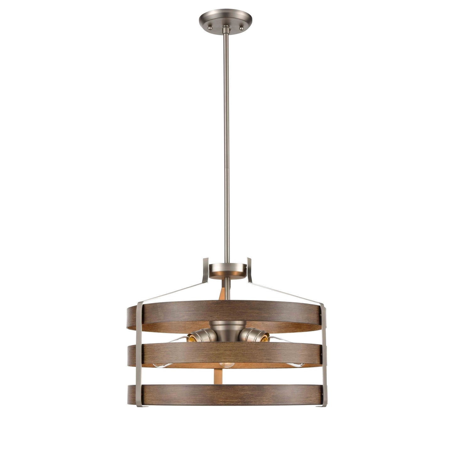 DVI Lighting - DVP41820BN+BAW - Three Light Pendant - Fort Garry - Buffed Nickel And Barnwood On Metal