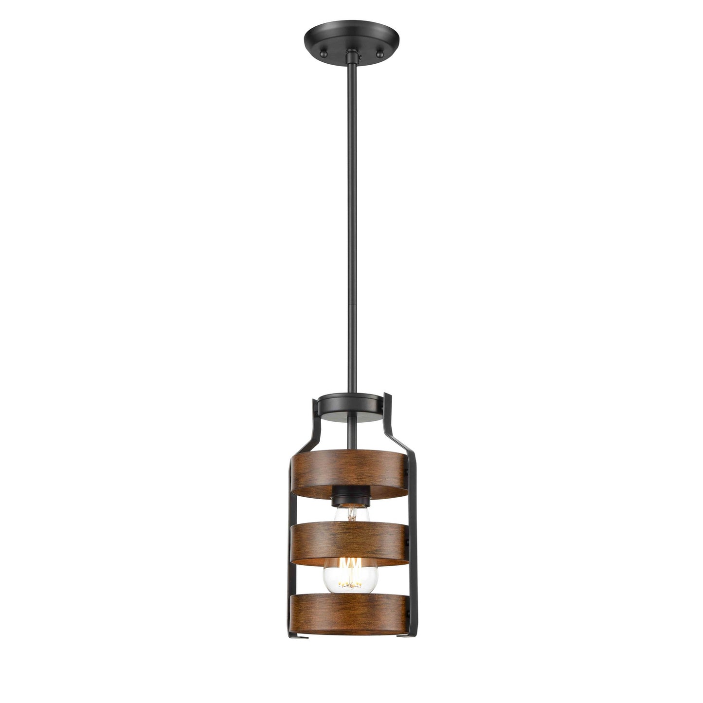 DVI Lighting - DVP41821GR+IW - One Light Mini-Pendant - Fort Garry - Graphite And Ironwood On Metal