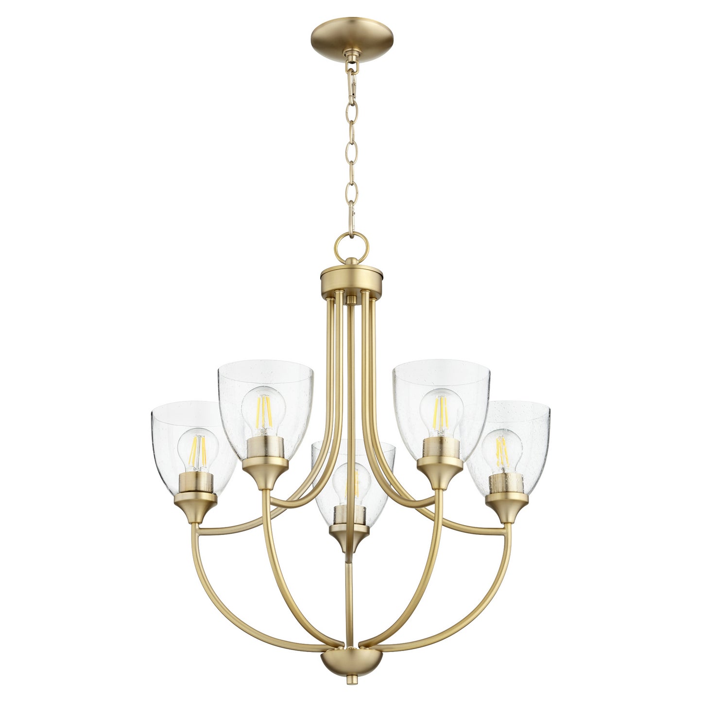 Quorum - 6059-5-280 - Five Light Chandelier - Enclave - Aged Brass w/ Clear/Seeded