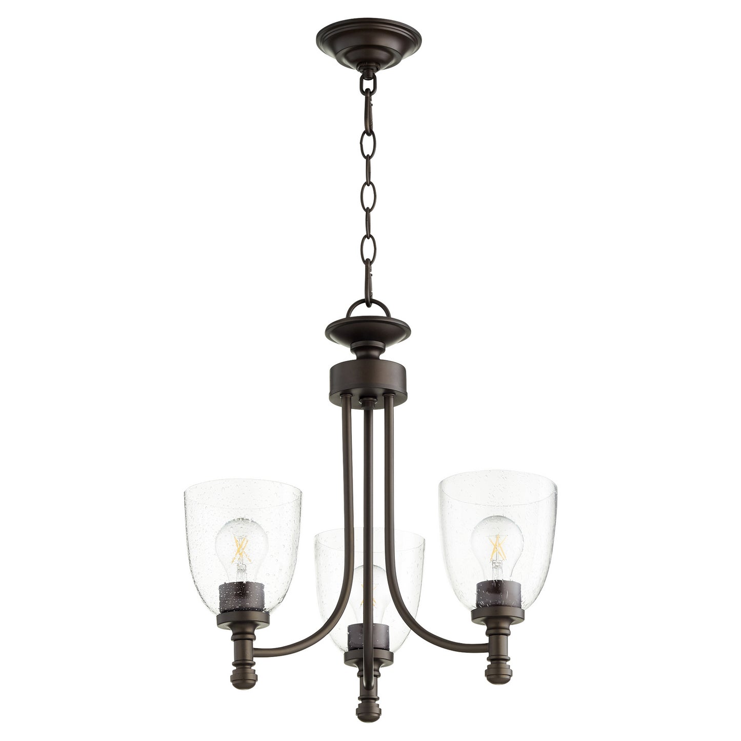 Quorum - 6122-3-286 - Three Light Chandelier - Rossington - Oiled Bronze w/ Clear/Seeded
