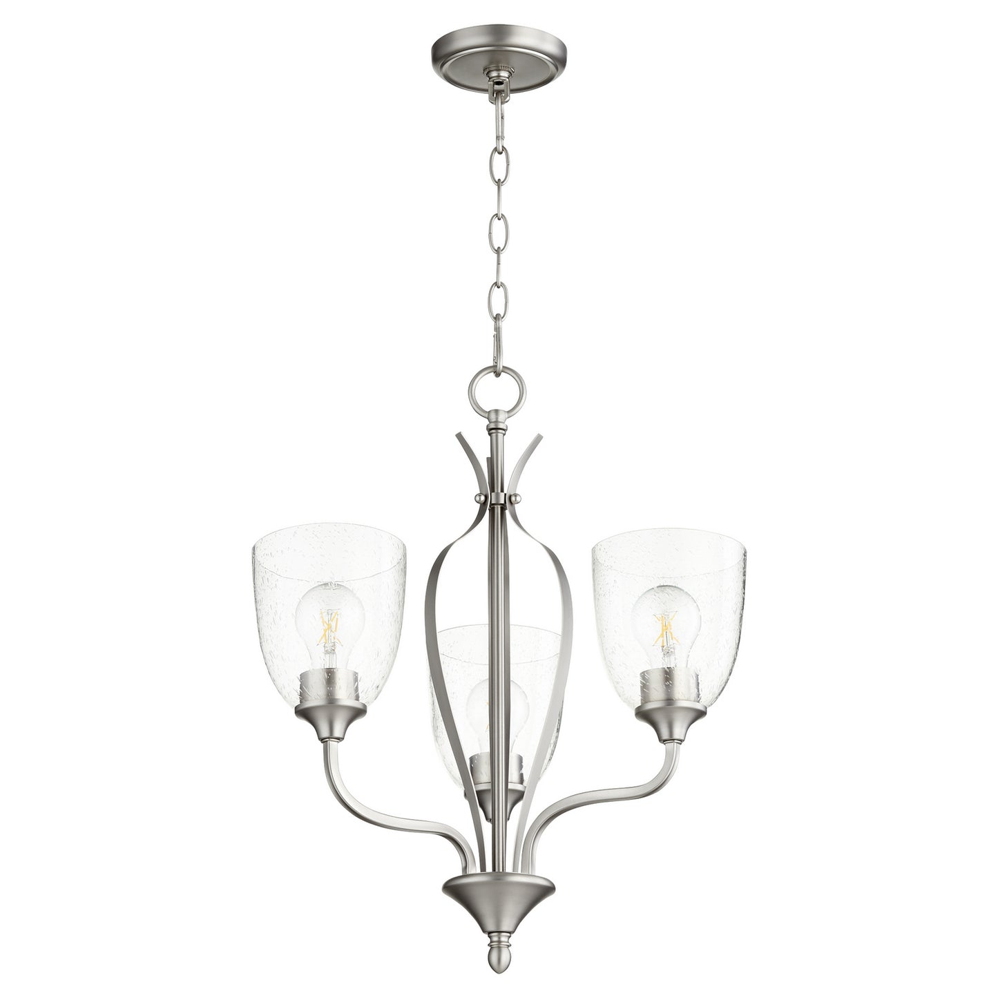 Quorum - 6127-3-265 - Three Light Chandelier - Jardin - Satin Nickel w/ Clear/Seeded